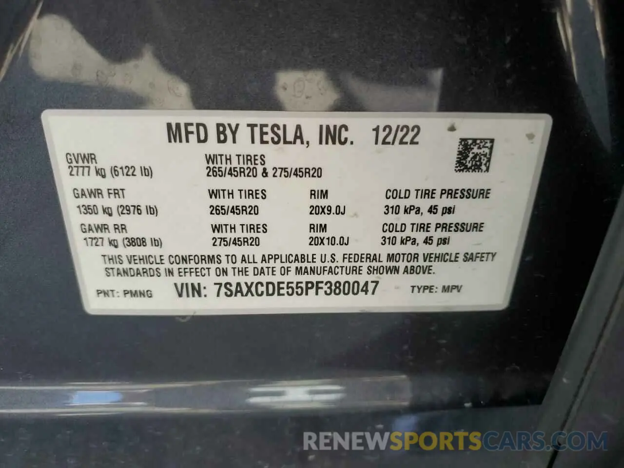 13 fotografías del automóvil dañado 7SAXCDE55PF380047 TESLA MODEL X 2023