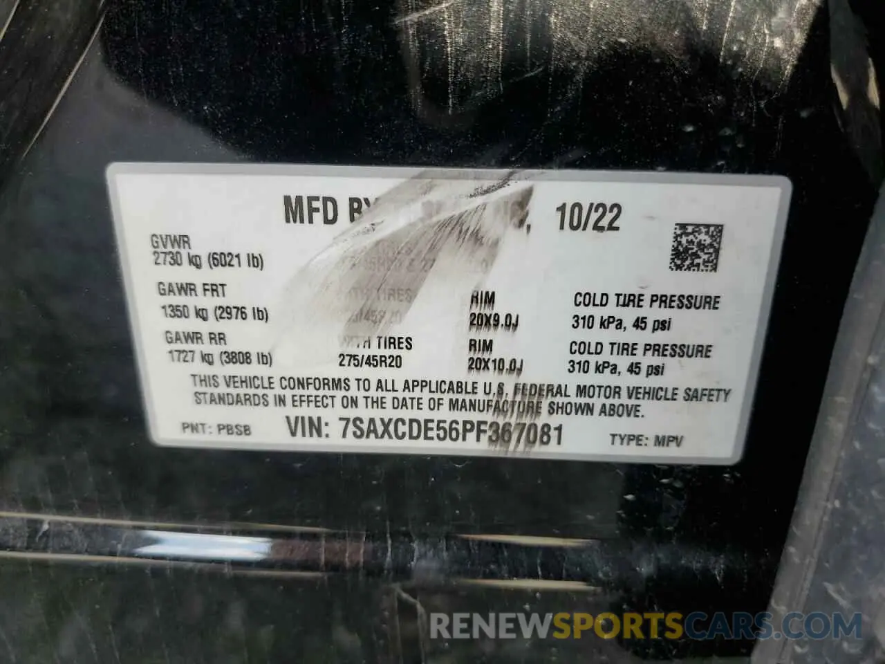 12 fotografías del automóvil dañado 7SAXCDE56PF367081 TESLA MODEL X 2023