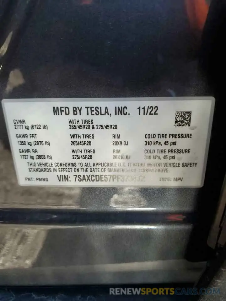 13 fotografías del automóvil dañado 7SAXCDE57PF373472 TESLA MODEL X 2023