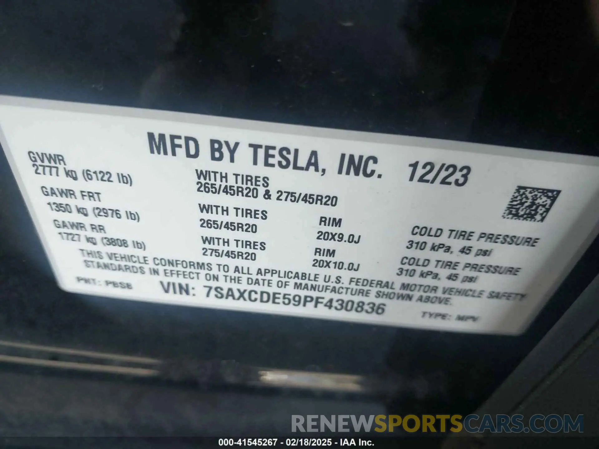 9 fotografías del automóvil dañado 7SAXCDE59PF430836 TESLA MODEL X 2023