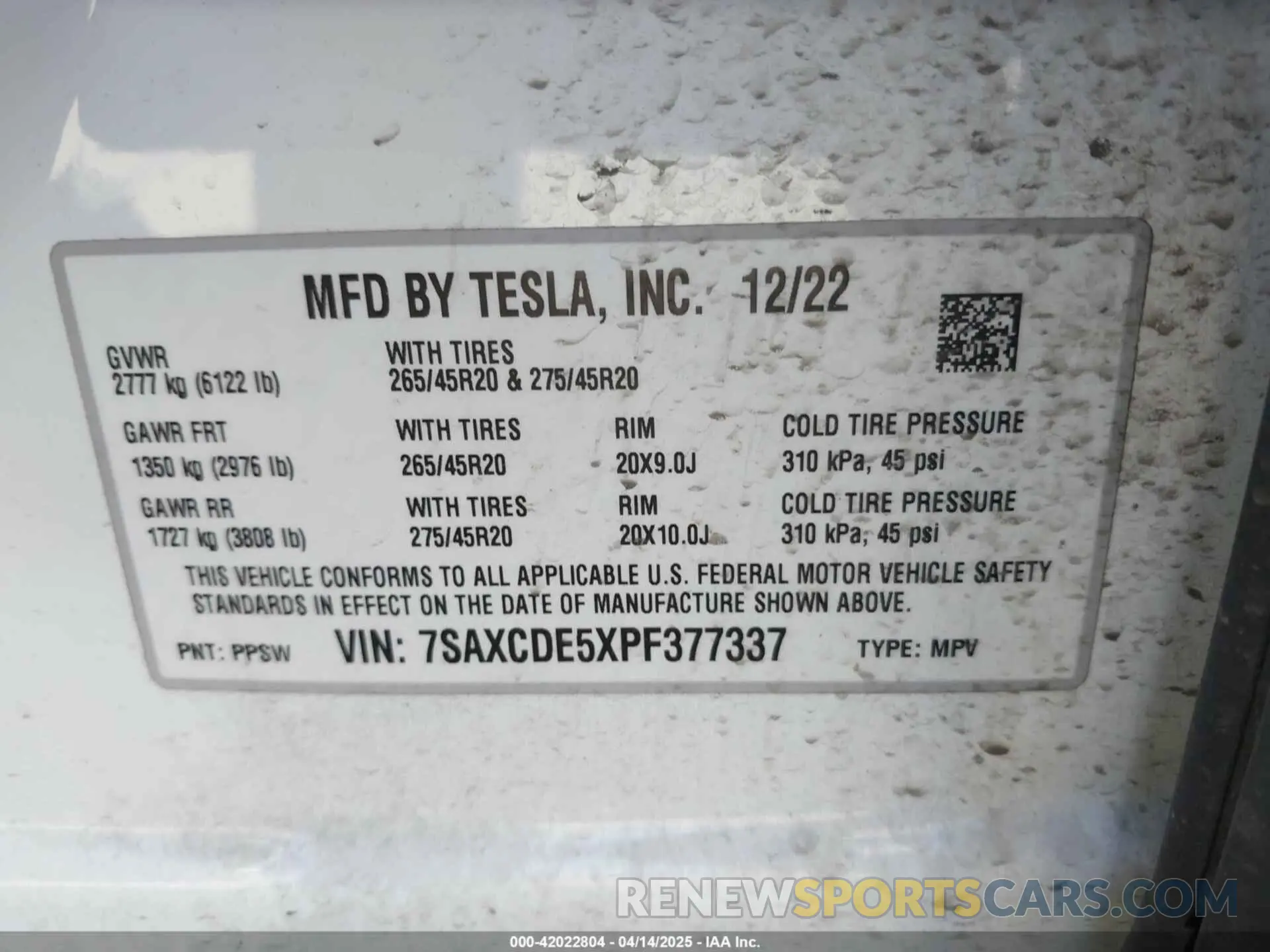 9 fotografías del automóvil dañado 7SAXCDE5XPF377337 TESLA MODEL X 2023