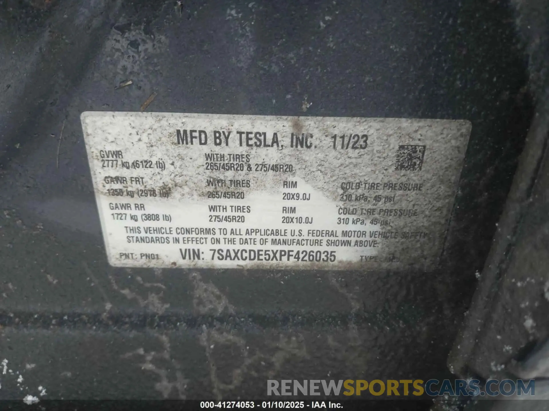9 fotografías del automóvil dañado 7SAXCDE5XPF426035 TESLA MODEL X 2023