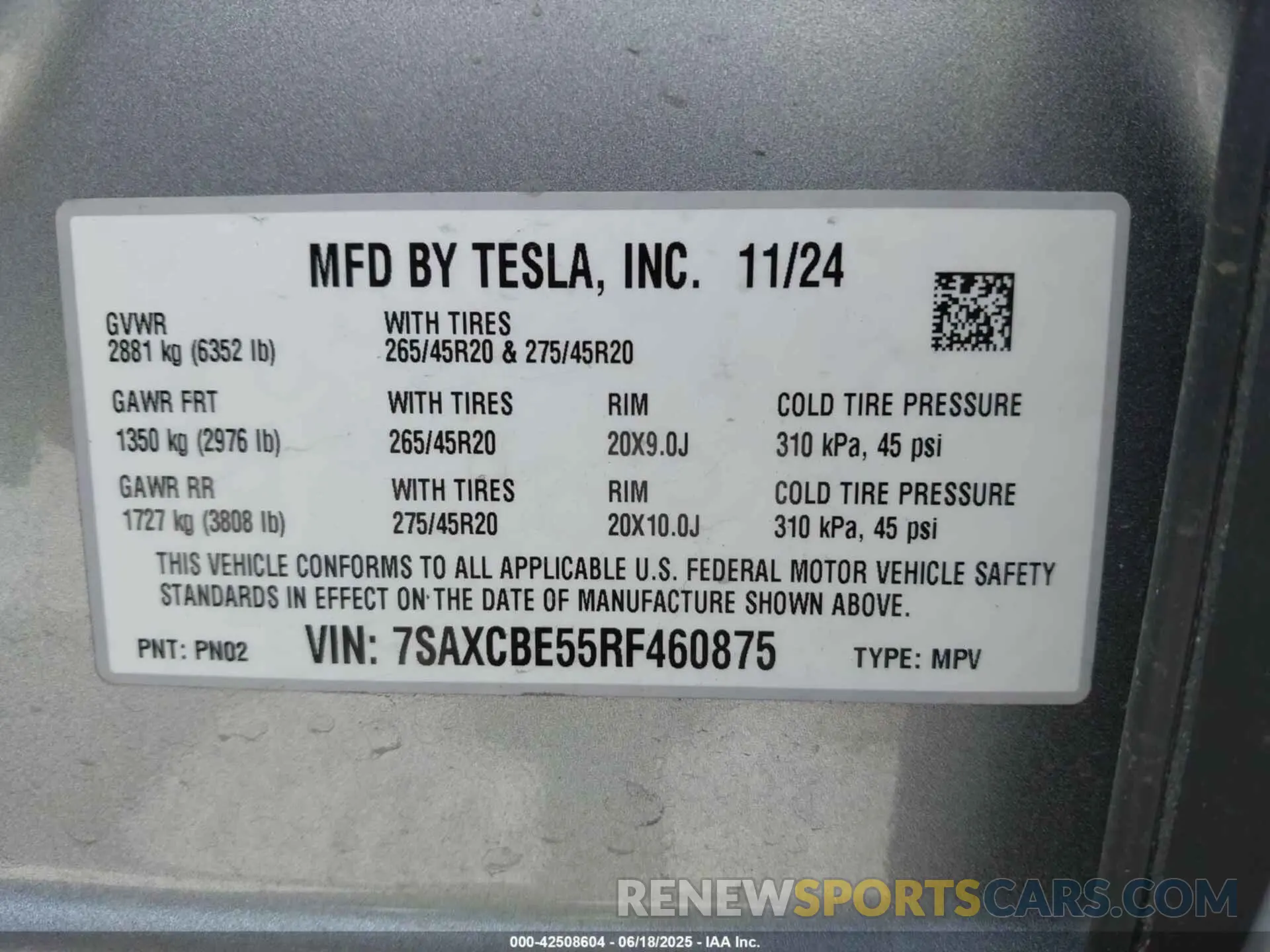 9 fotografías del automóvil dañado 7SAXCBE55RF460875 TESLA MODEL X 2024