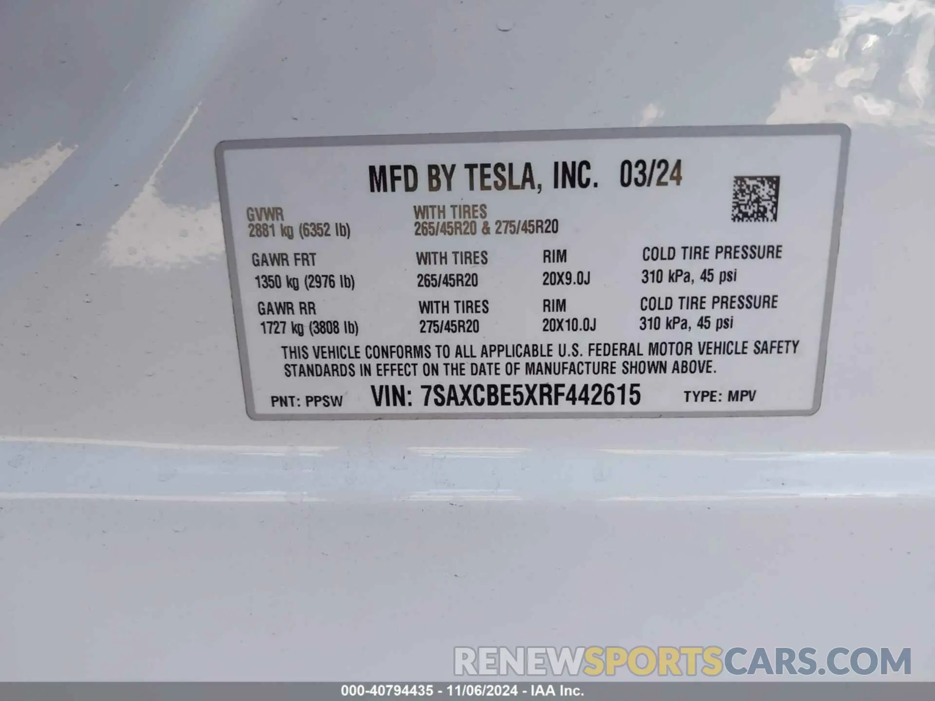 9 fotografías del automóvil dañado 7SAXCBE5XRF442615 TESLA MODEL X 2024