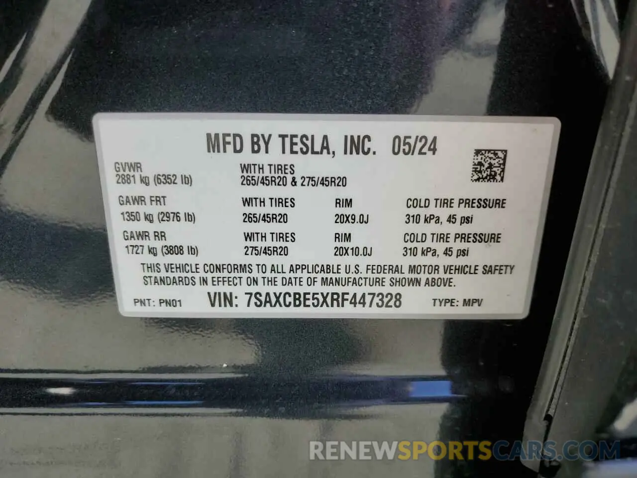 13 fotografías del automóvil dañado 7SAXCBE5XRF447328 TESLA MODEL X 2024