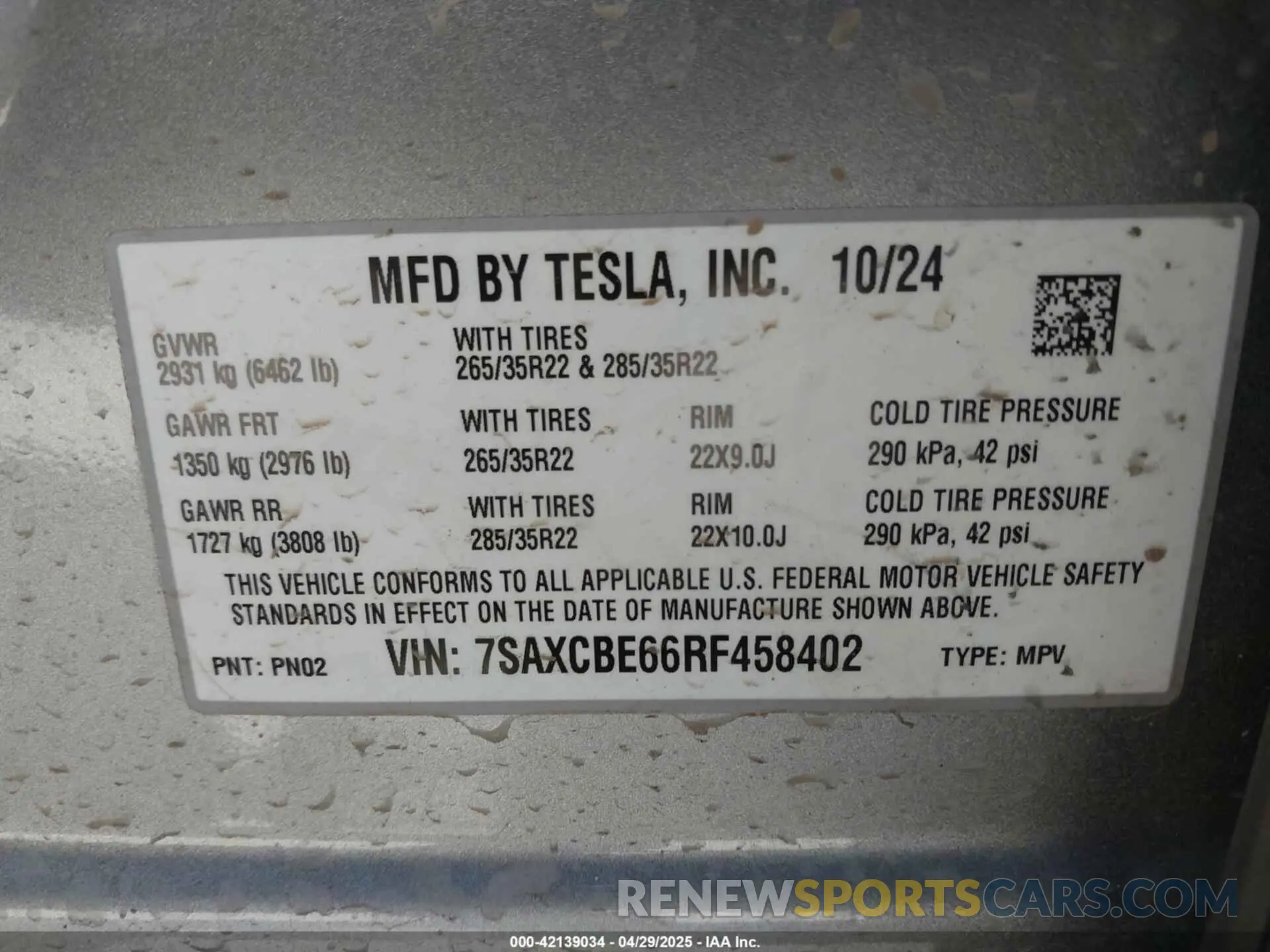 9 fotografías del automóvil dañado 7SAXCBE66RF458402 TESLA MODEL X 2024
