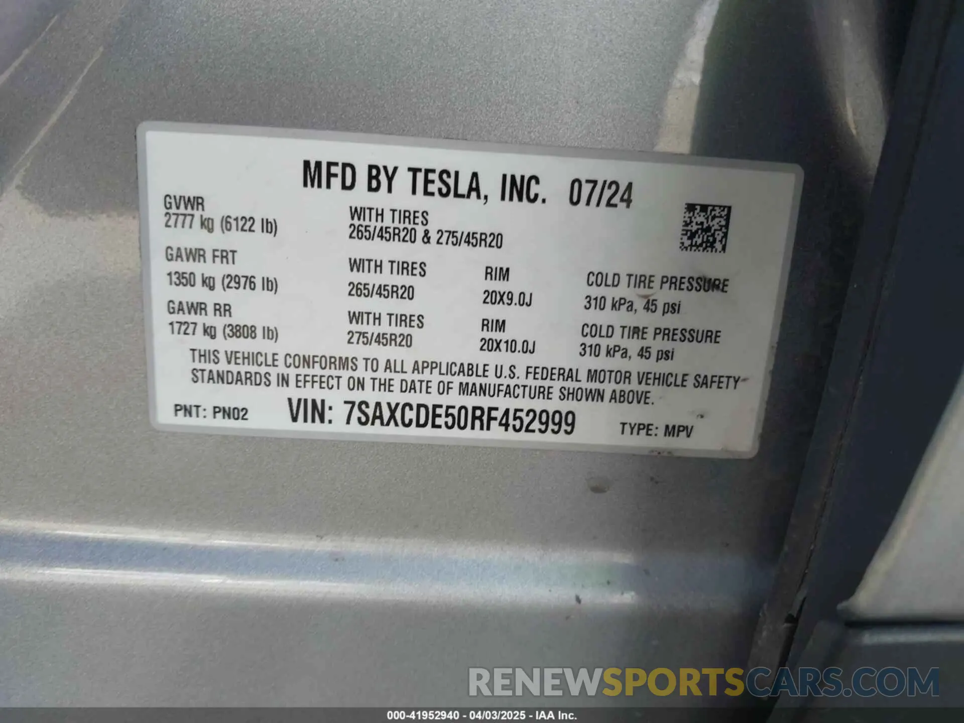9 fotografías del automóvil dañado 7SAXCDE50RF452999 TESLA MODEL X 2024