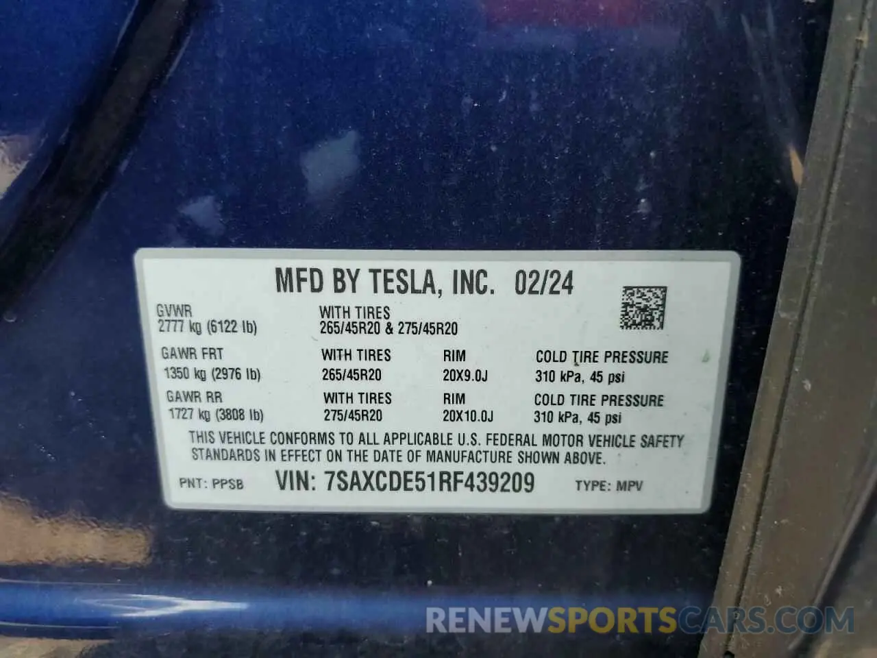 13 fotografías del automóvil dañado 7SAXCDE51RF439209 TESLA MODEL X 2024