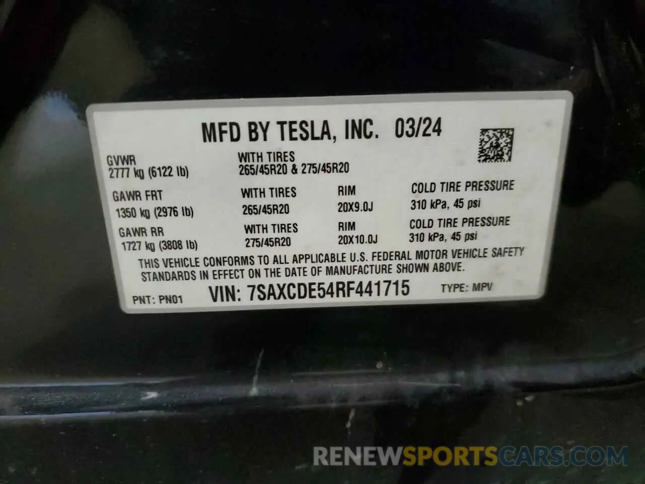 14 fotografías del automóvil dañado 7SAXCDE54RF441715 TESLA MODEL X 2024