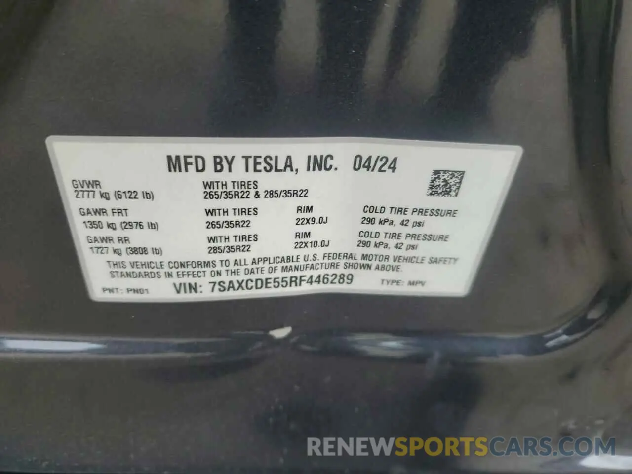 13 fotografías del automóvil dañado 7SAXCDE55RF446289 TESLA MODEL X 2024