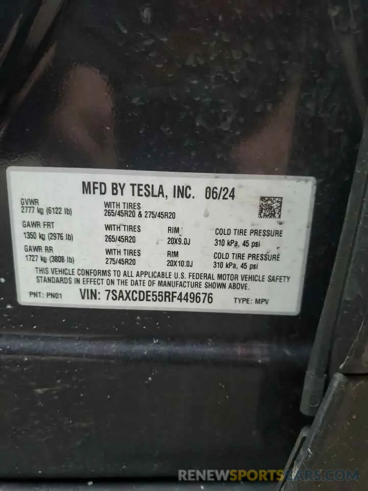 13 fotografías del automóvil dañado 7SAXCDE55RF449676 TESLA MODEL X 2024