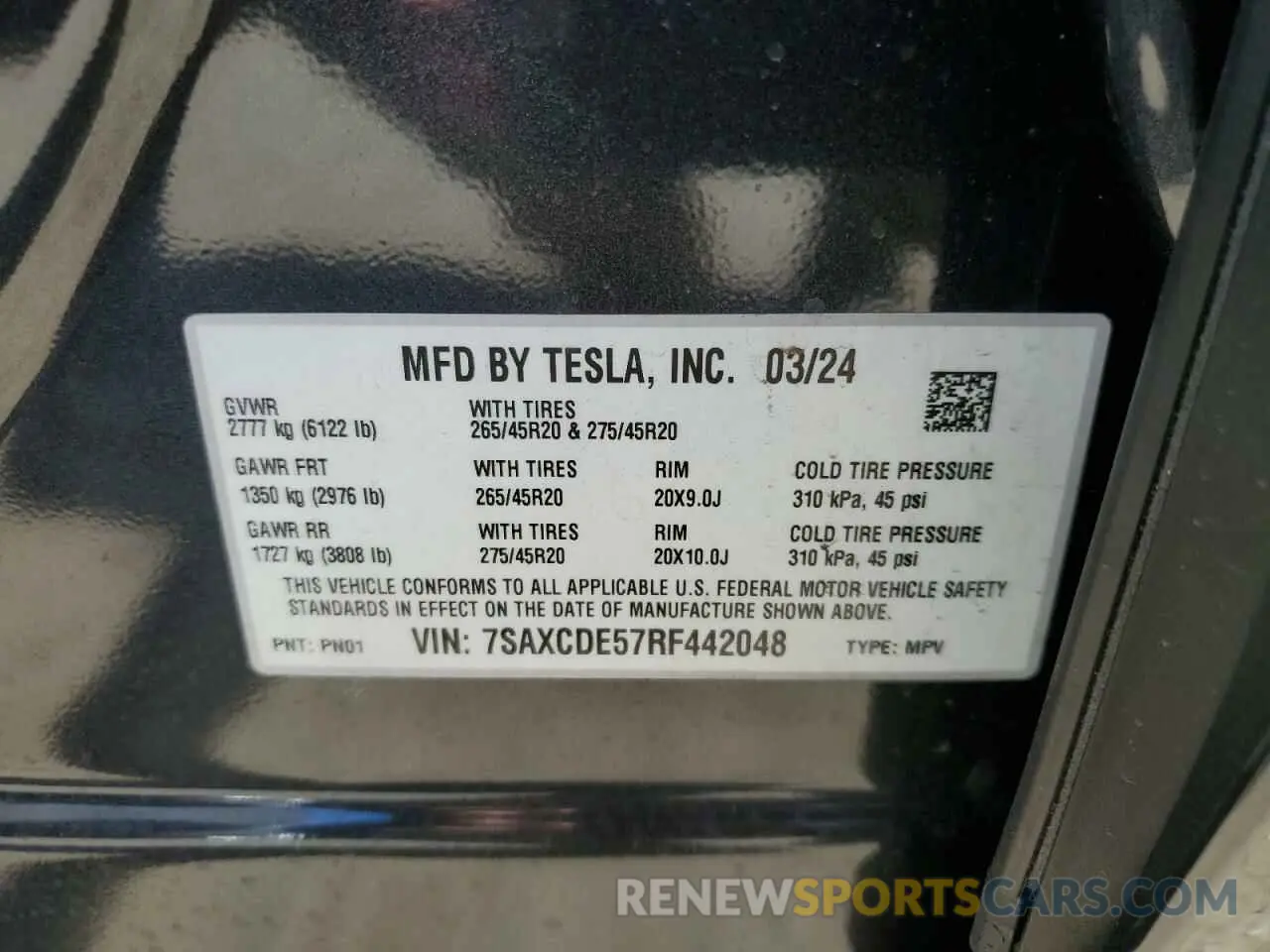 14 fotografías del automóvil dañado 7SAXCDE57RF442048 TESLA MODEL X 2024