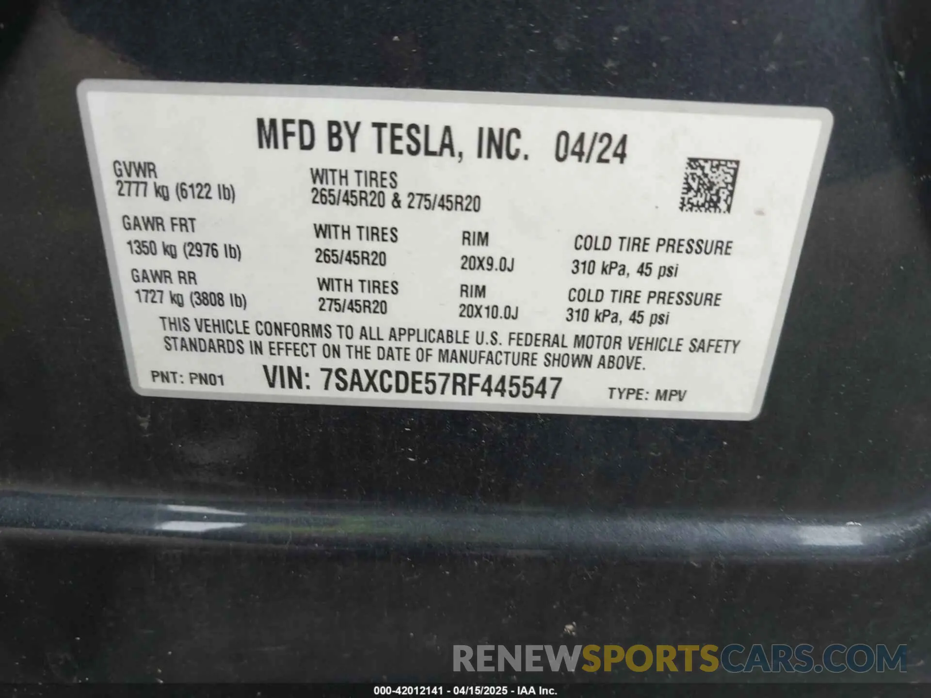 9 fotografías del automóvil dañado 7SAXCDE57RF445547 TESLA MODEL X 2024