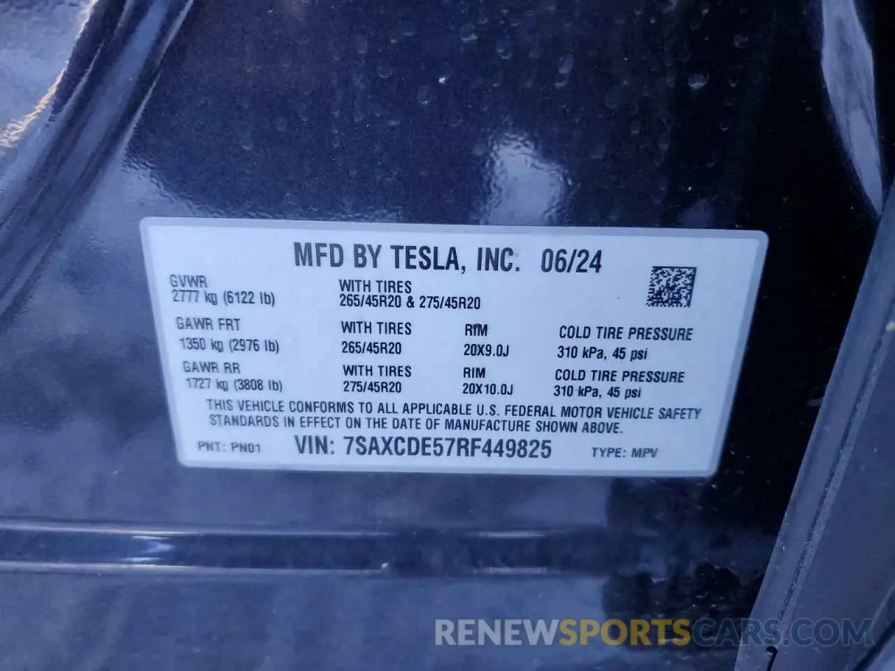12 fotografías del automóvil dañado 7SAXCDE57RF449825 TESLA MODEL X 2024