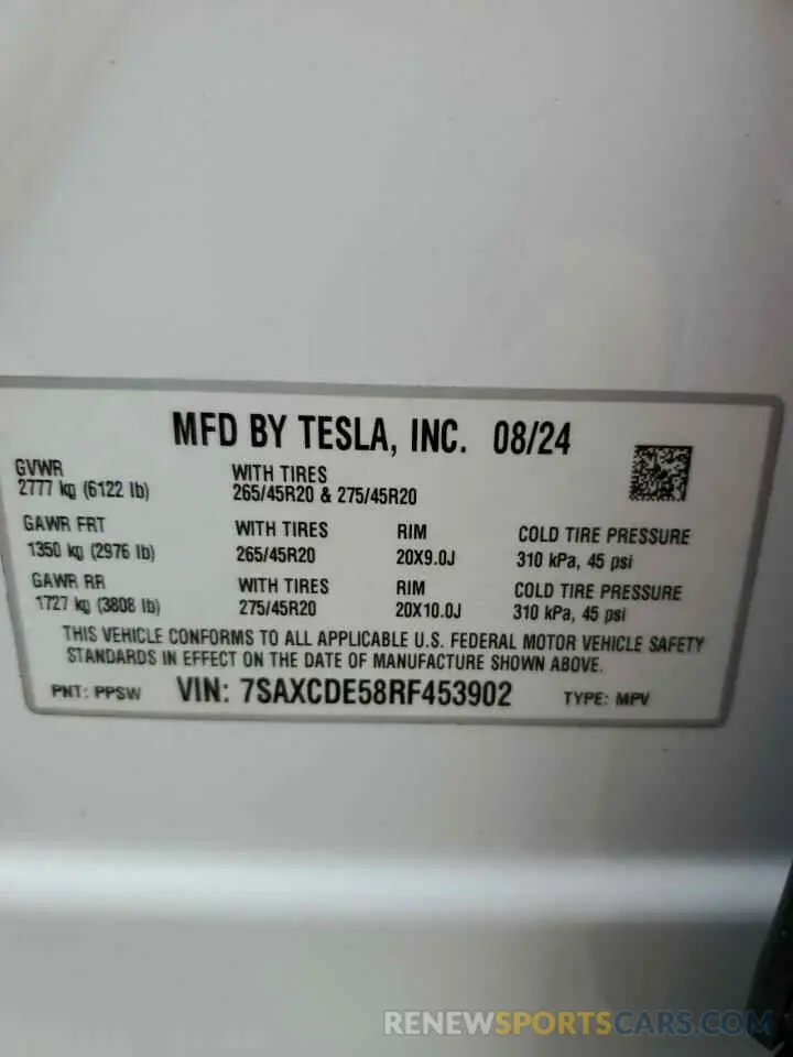 14 fotografías del automóvil dañado 7SAXCDE58RF453902 TESLA MODEL X 2024