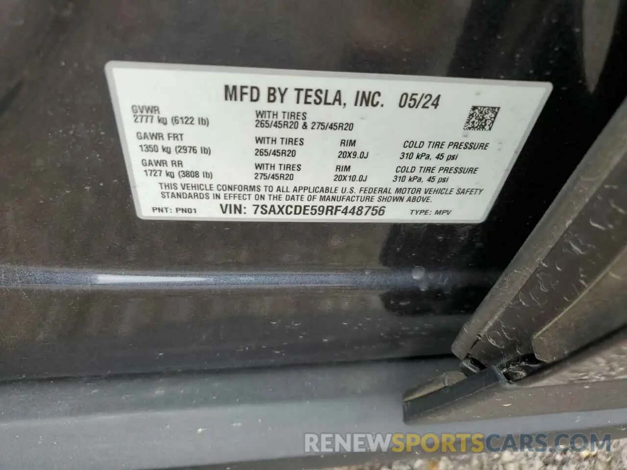 14 fotografías del automóvil dañado 7SAXCDE59RF448756 TESLA MODEL X 2024