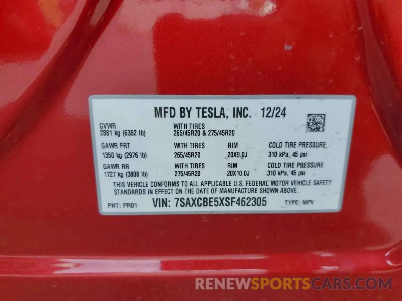 16 fotografías del automóvil dañado 7SAXCBE5XSF462305 TESLA MODEL X 2025