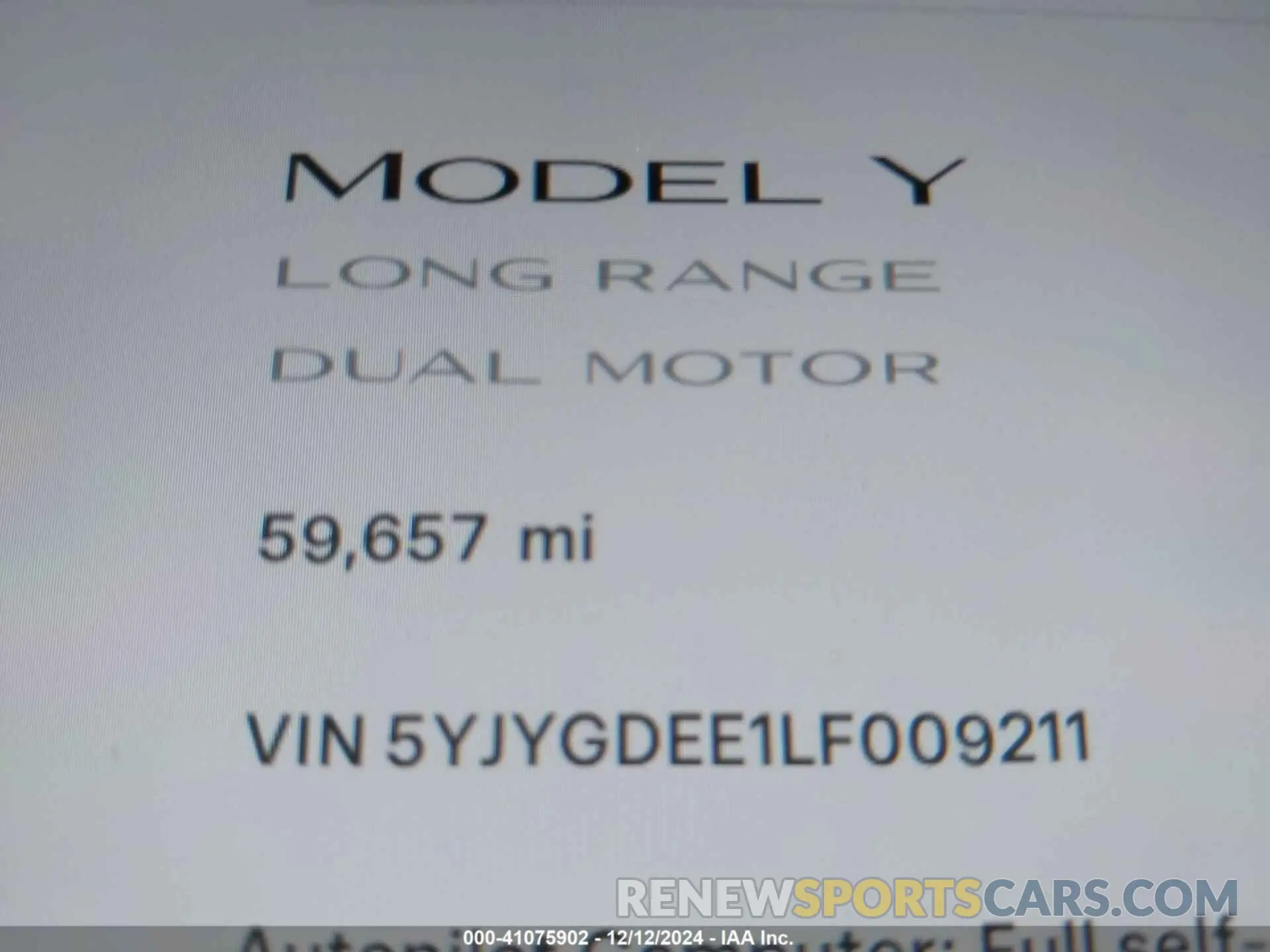14 fotografías del automóvil dañado 5YJYGDEE1LF009211 TESLA MODEL Y 2020