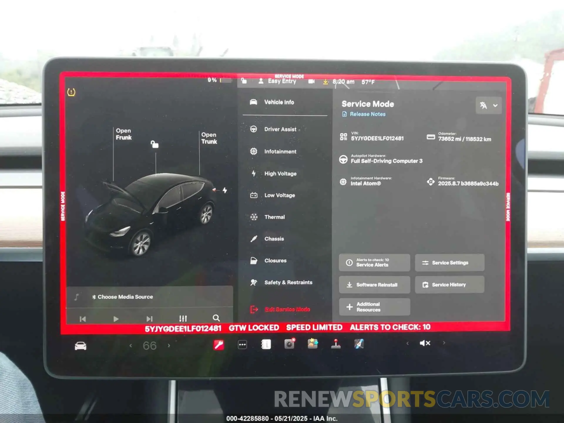 7 fotografías del automóvil dañado 5YJYGDEE1LF012481 TESLA MODEL Y 2020