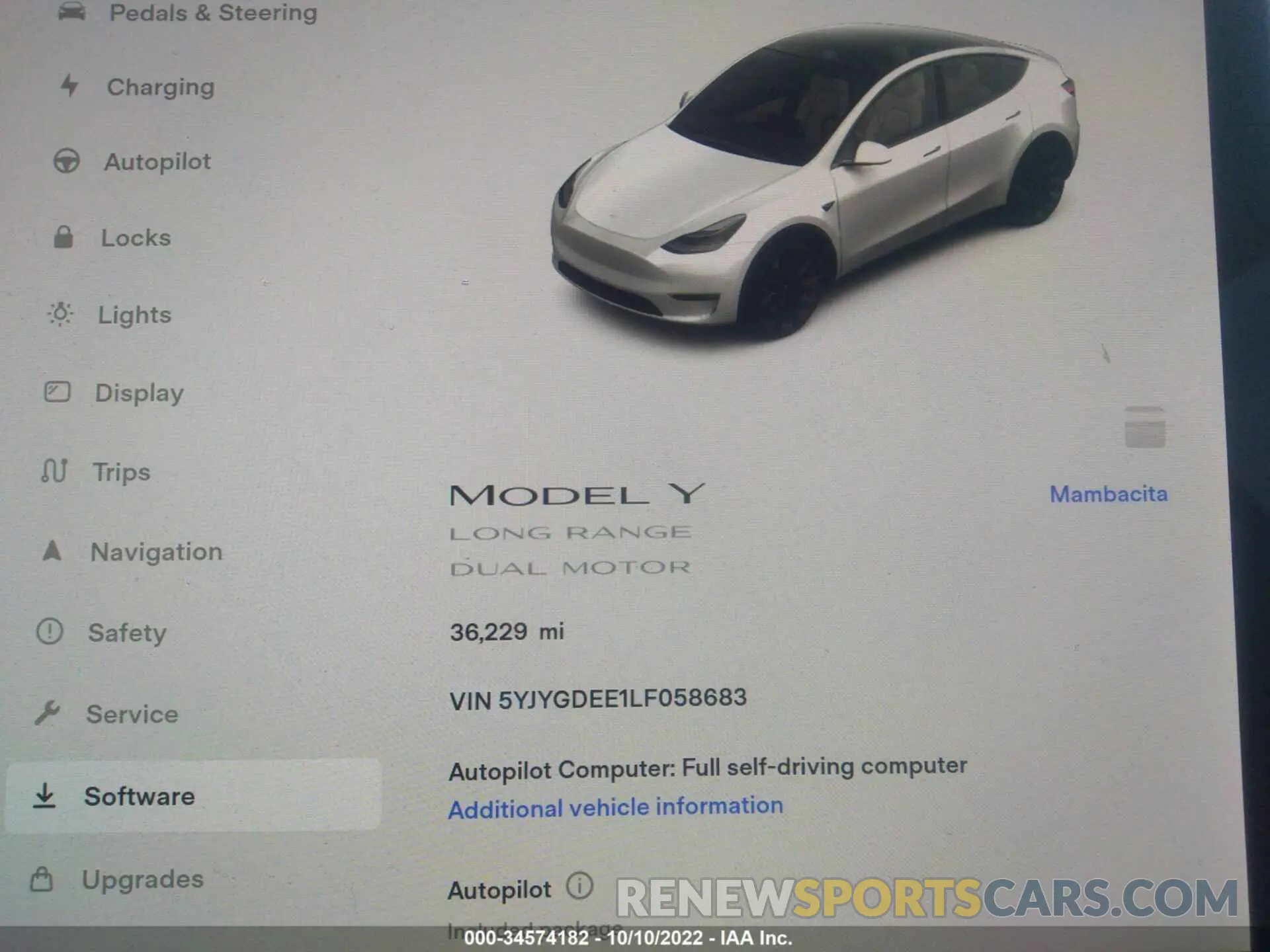 7 fotografías del automóvil dañado 5YJYGDEE1LF058683 TESLA MODEL Y 2020