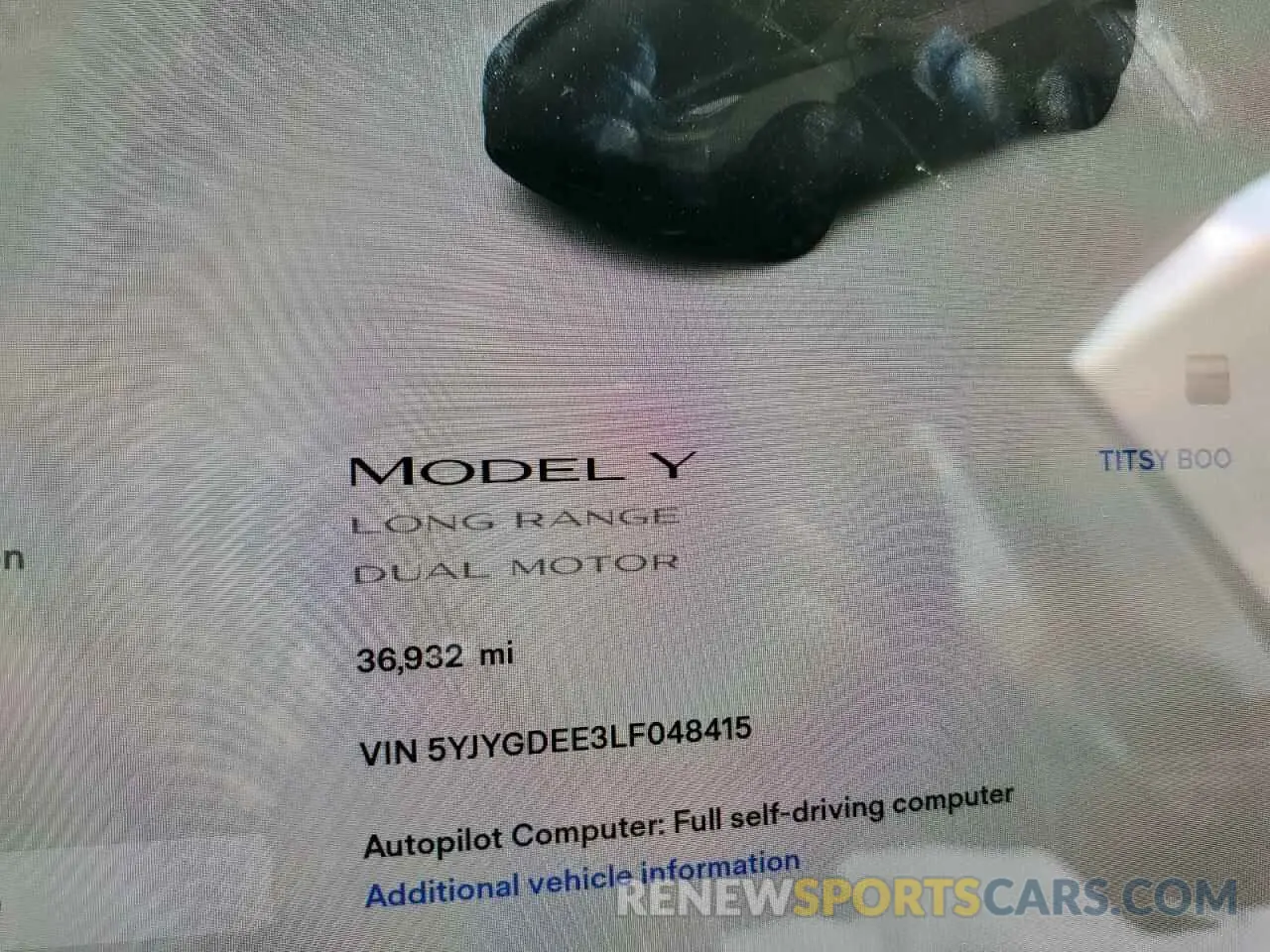 8 fotografías del automóvil dañado 5YJYGDEE3LF048415 TESLA MODEL Y 2020