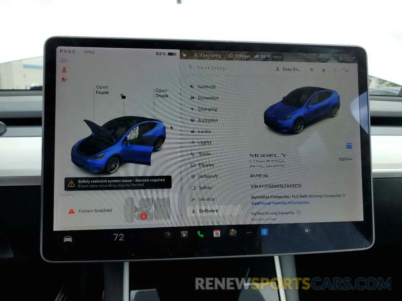 9 fotografías del automóvil dañado 5YJYGDEE5LF023273 TESLA MODEL Y 2020