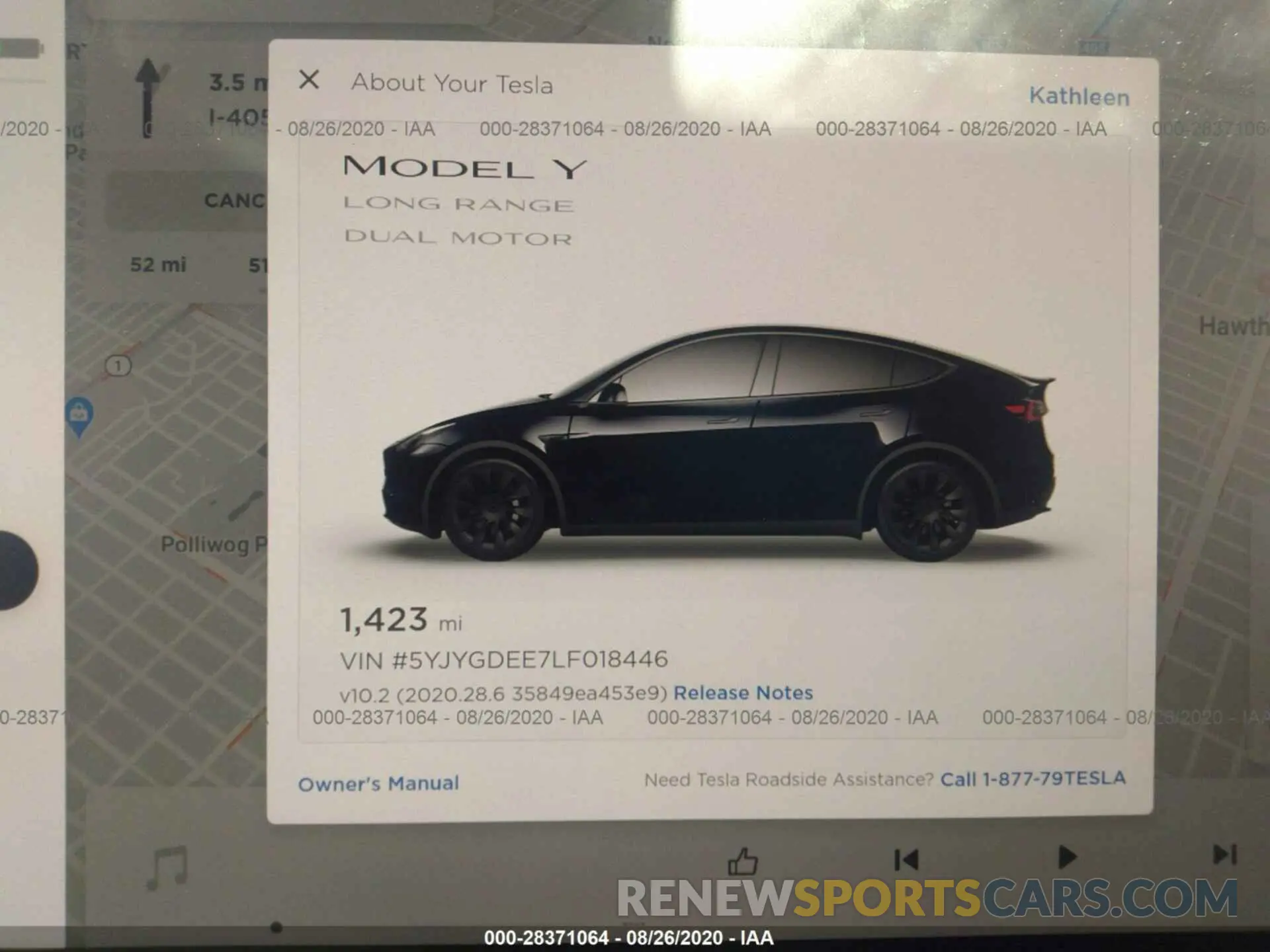 7 fotografías del automóvil dañado 5YJYGDEE7LF018446 TESLA MODEL Y 2020