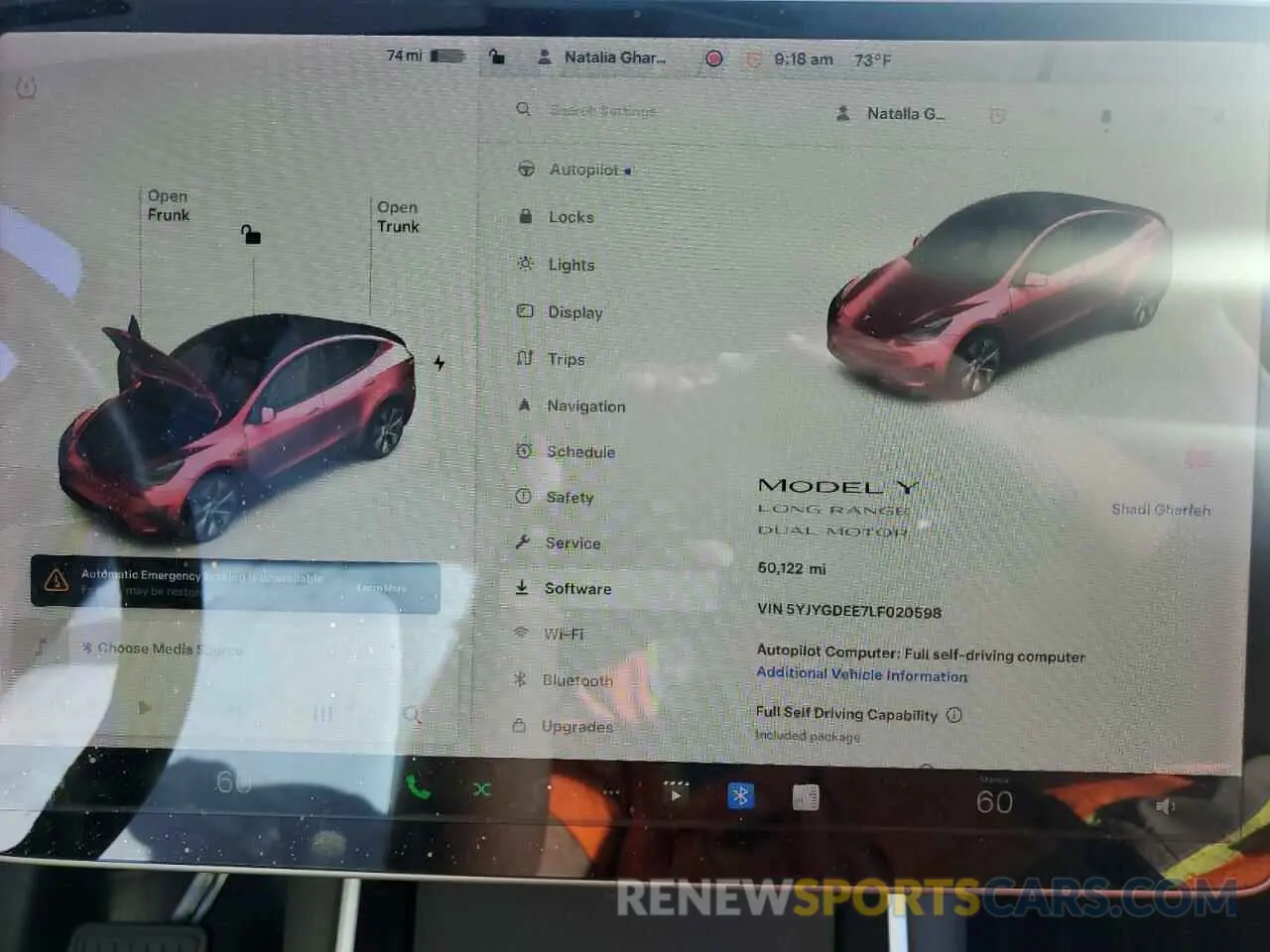 9 fotografías del automóvil dañado 5YJYGDEE7LF020598 TESLA MODEL Y 2020
