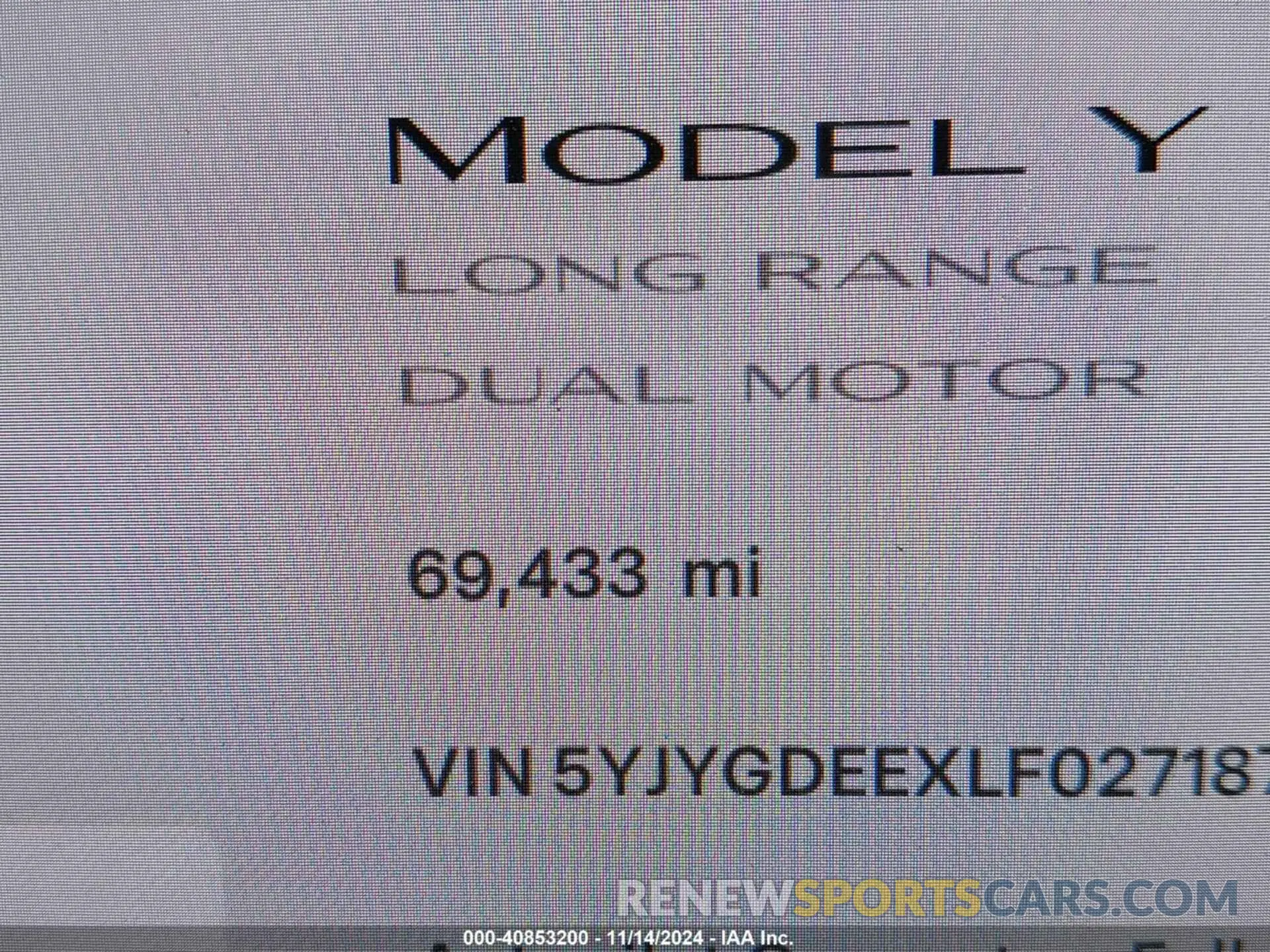 7 fotografías del automóvil dañado 5YJYGDEEXLF027187 TESLA MODEL Y 2020