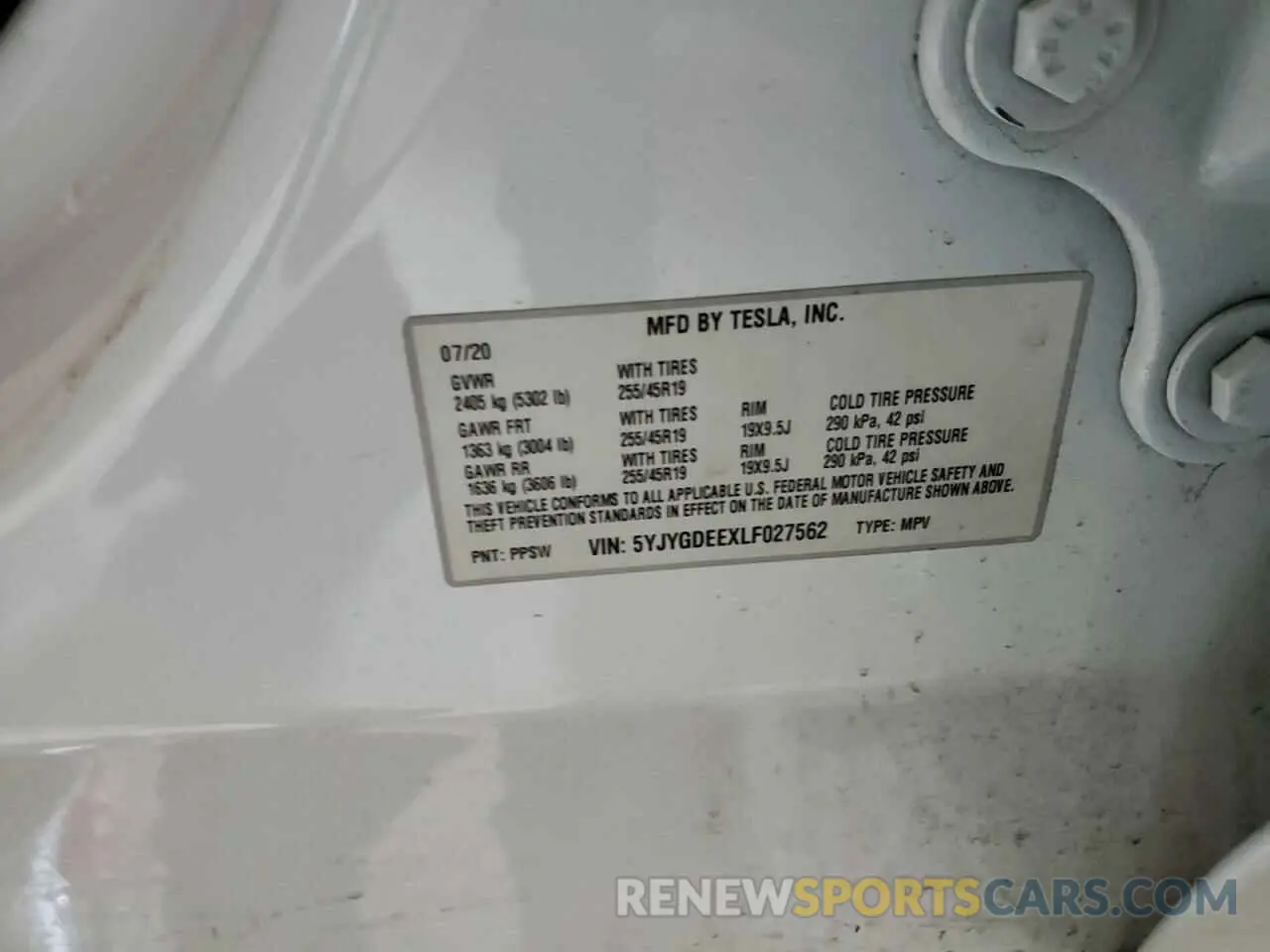 12 fotografías del automóvil dañado 5YJYGDEEXLF027562 TESLA MODEL Y 2020