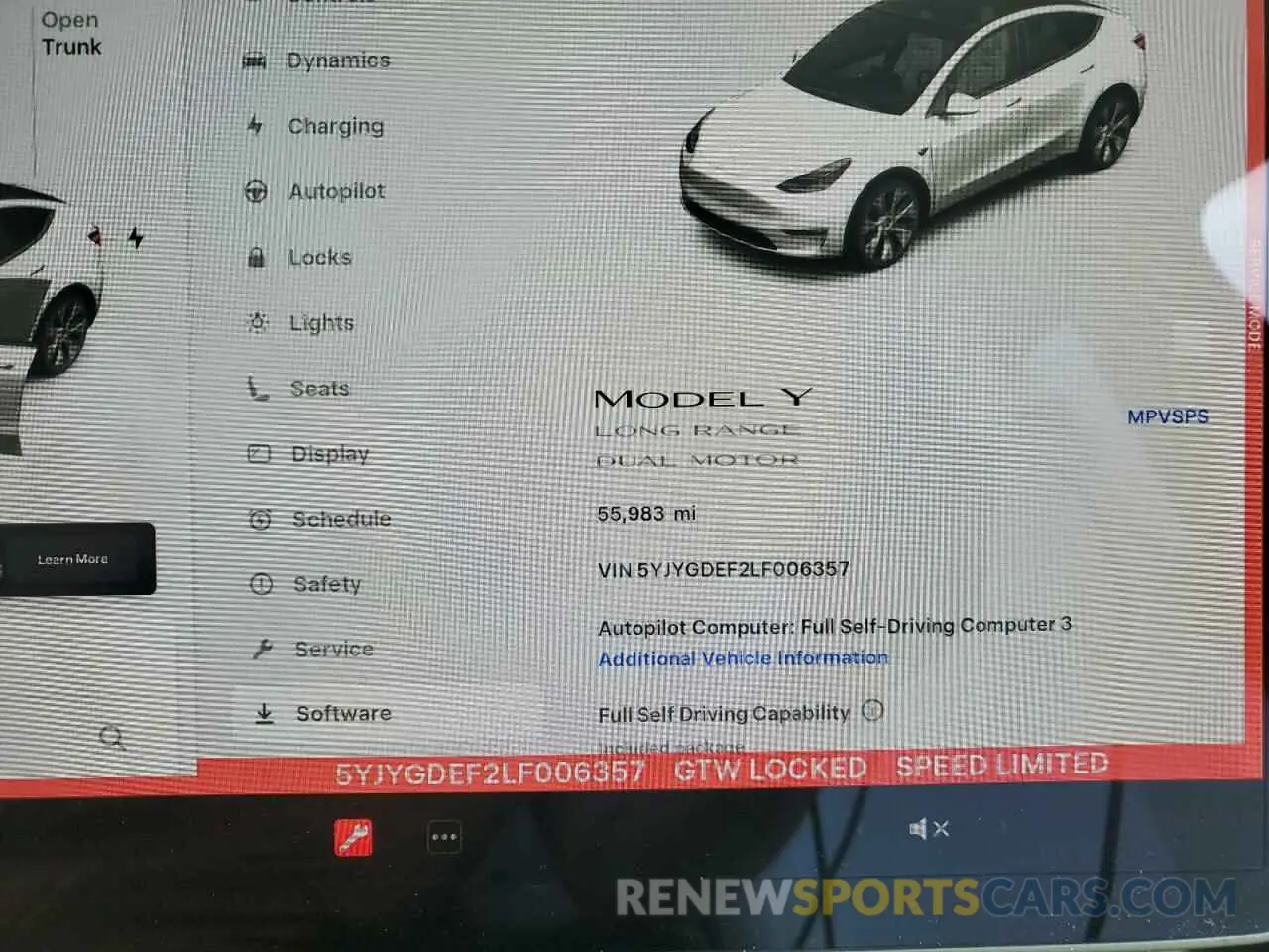 9 fotografías del automóvil dañado 5YJYGDEF2LF006357 TESLA MODEL Y 2020