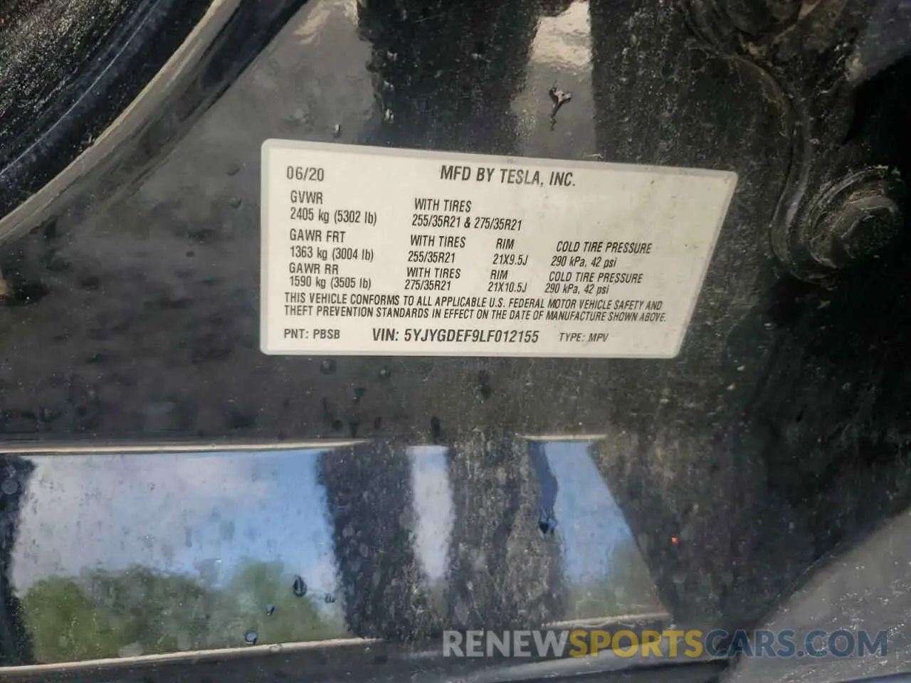 13 fotografías del automóvil dañado 5YJYGDEF9LF012155 TESLA MODEL Y 2020