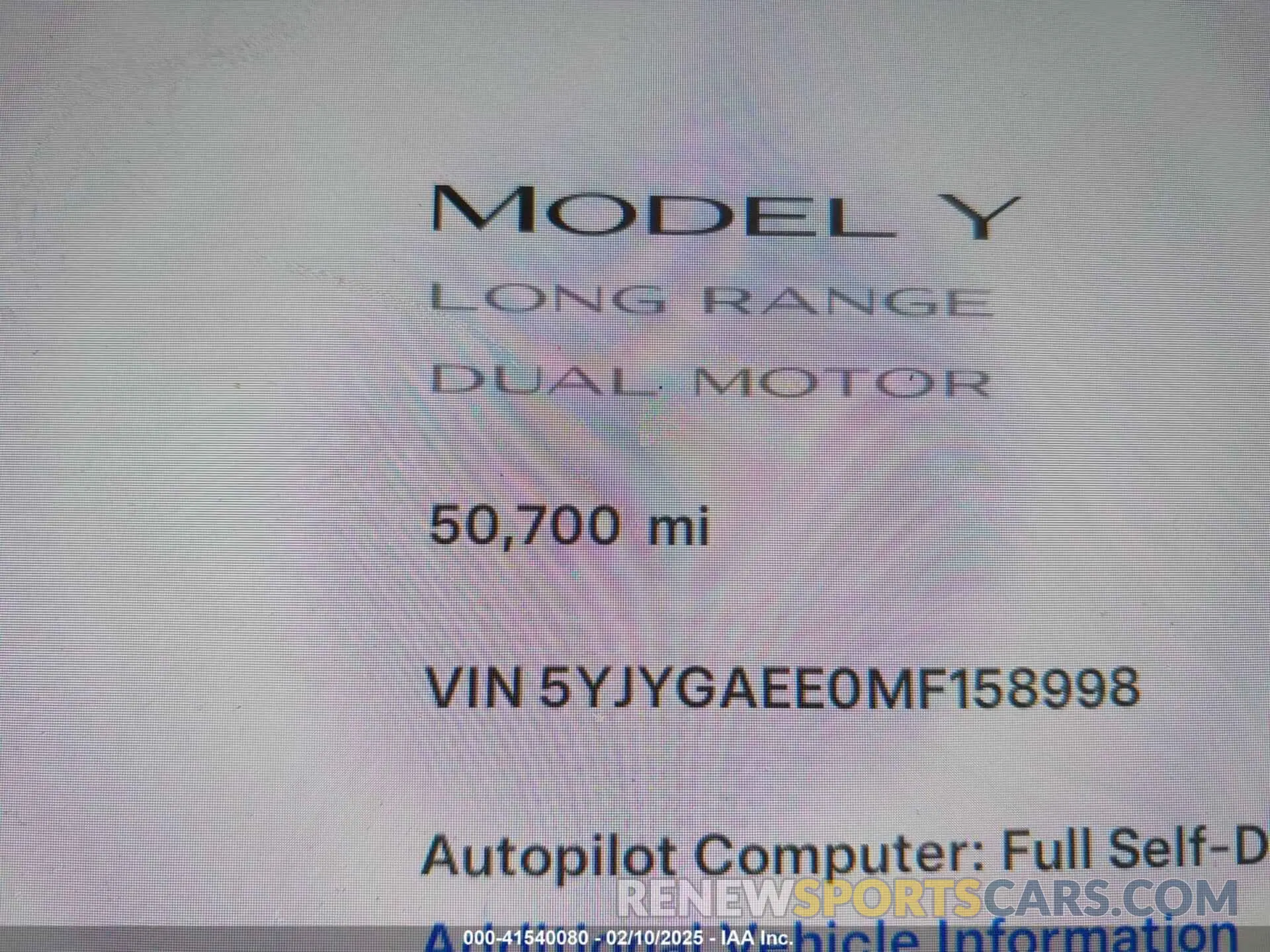 15 fotografías del automóvil dañado 5YJYGAEE0MF158998 TESLA MODEL Y 2021