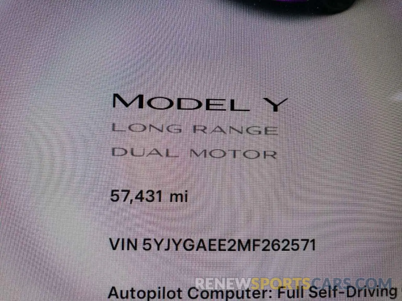 9 fotografías del automóvil dañado 5YJYGAEE2MF262571 TESLA MODEL Y 2021