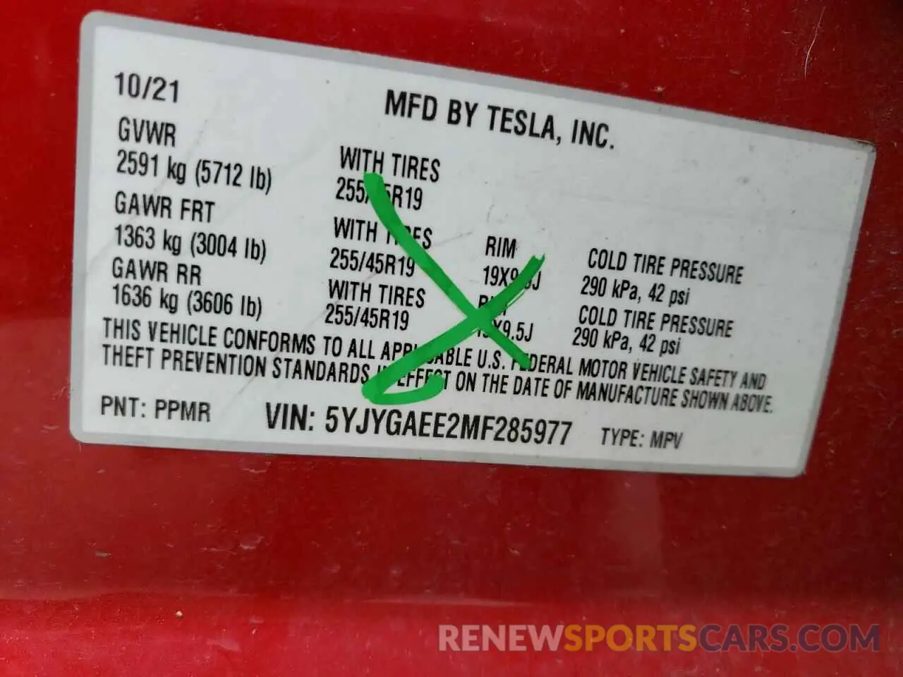 13 fotografías del automóvil dañado 5YJYGAEE2MF285977 TESLA MODEL Y 2021