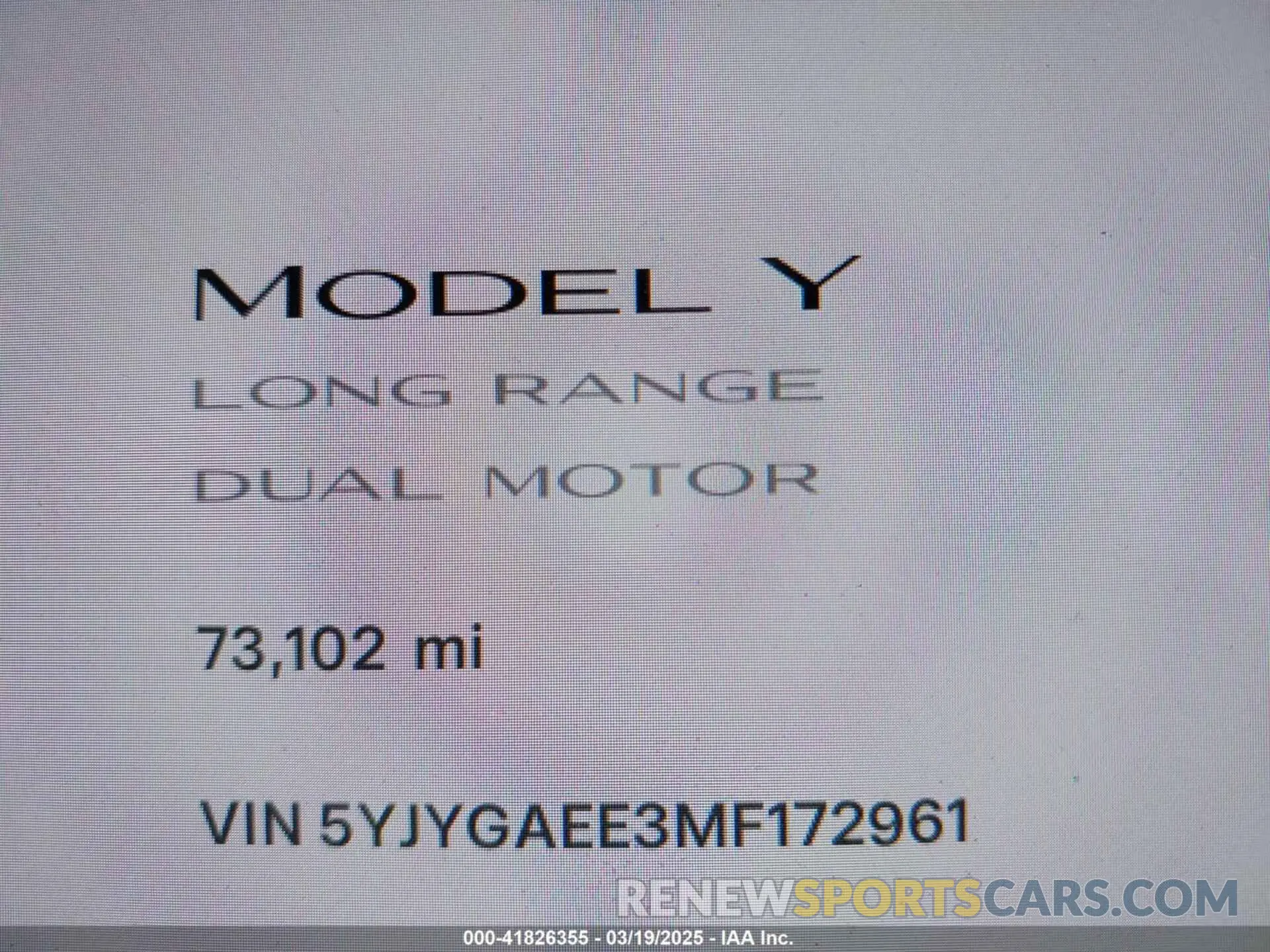 15 fotografías del automóvil dañado 5YJYGAEE3MF172961 TESLA MODEL Y 2021