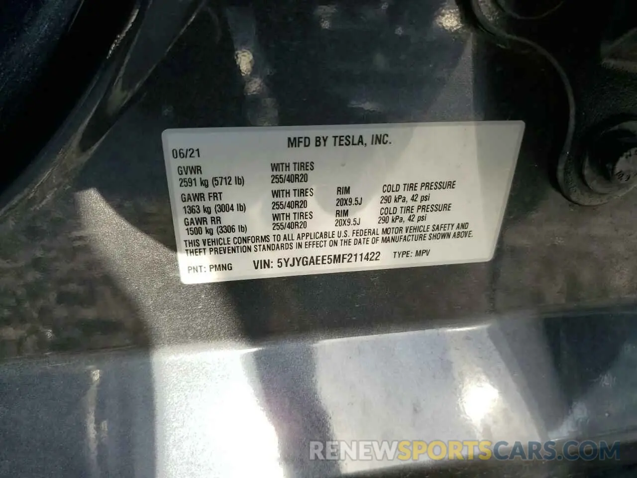 13 fotografías del automóvil dañado 5YJYGAEE5MF211422 TESLA MODEL Y 2021