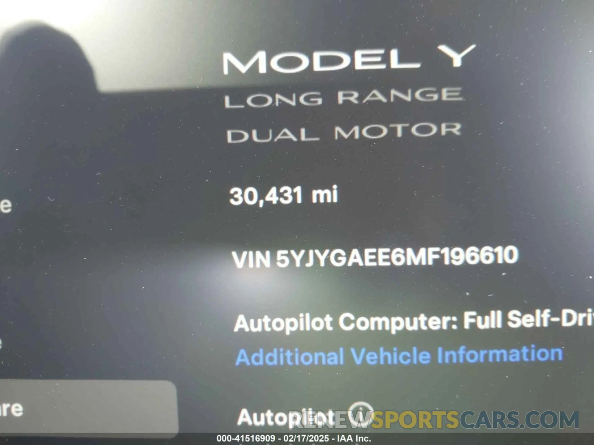 16 fotografías del automóvil dañado 5YJYGAEE6MF196610 TESLA MODEL Y 2021