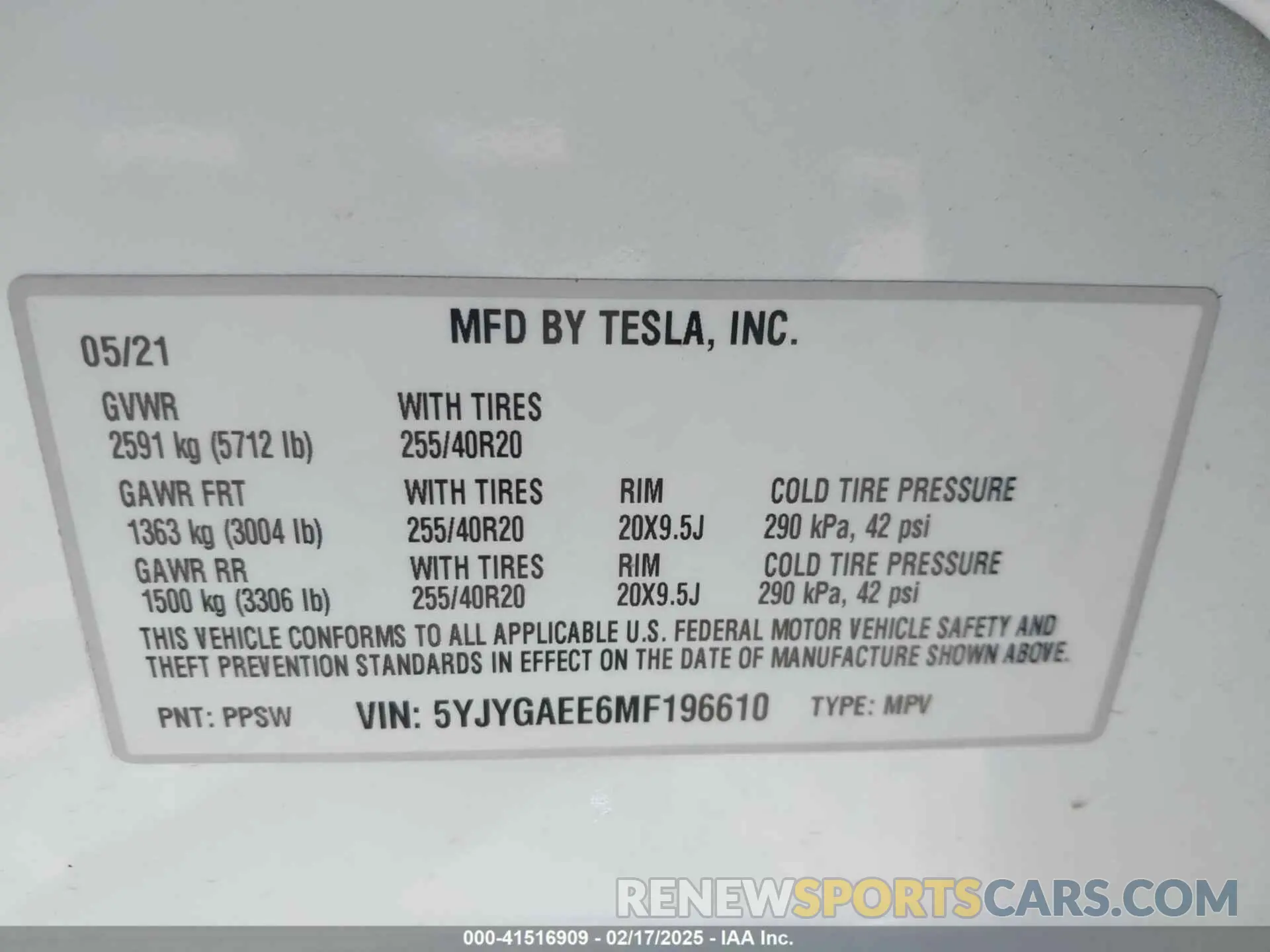 9 fotografías del automóvil dañado 5YJYGAEE6MF196610 TESLA MODEL Y 2021