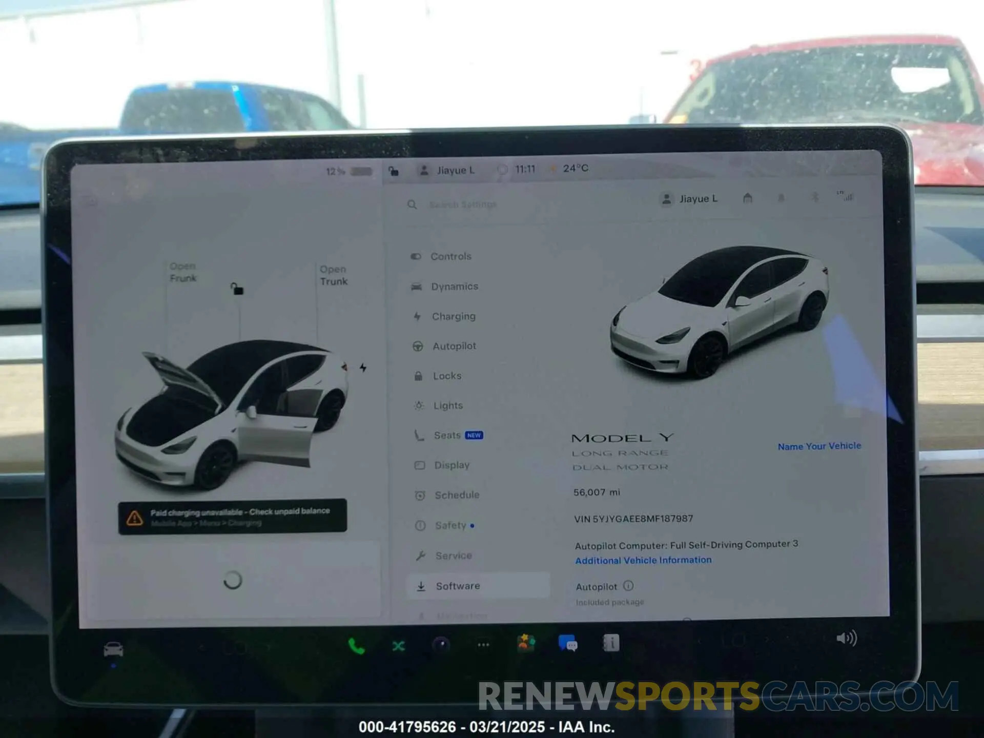 7 fotografías del automóvil dañado 5YJYGAEE8MF187987 TESLA MODEL Y 2021