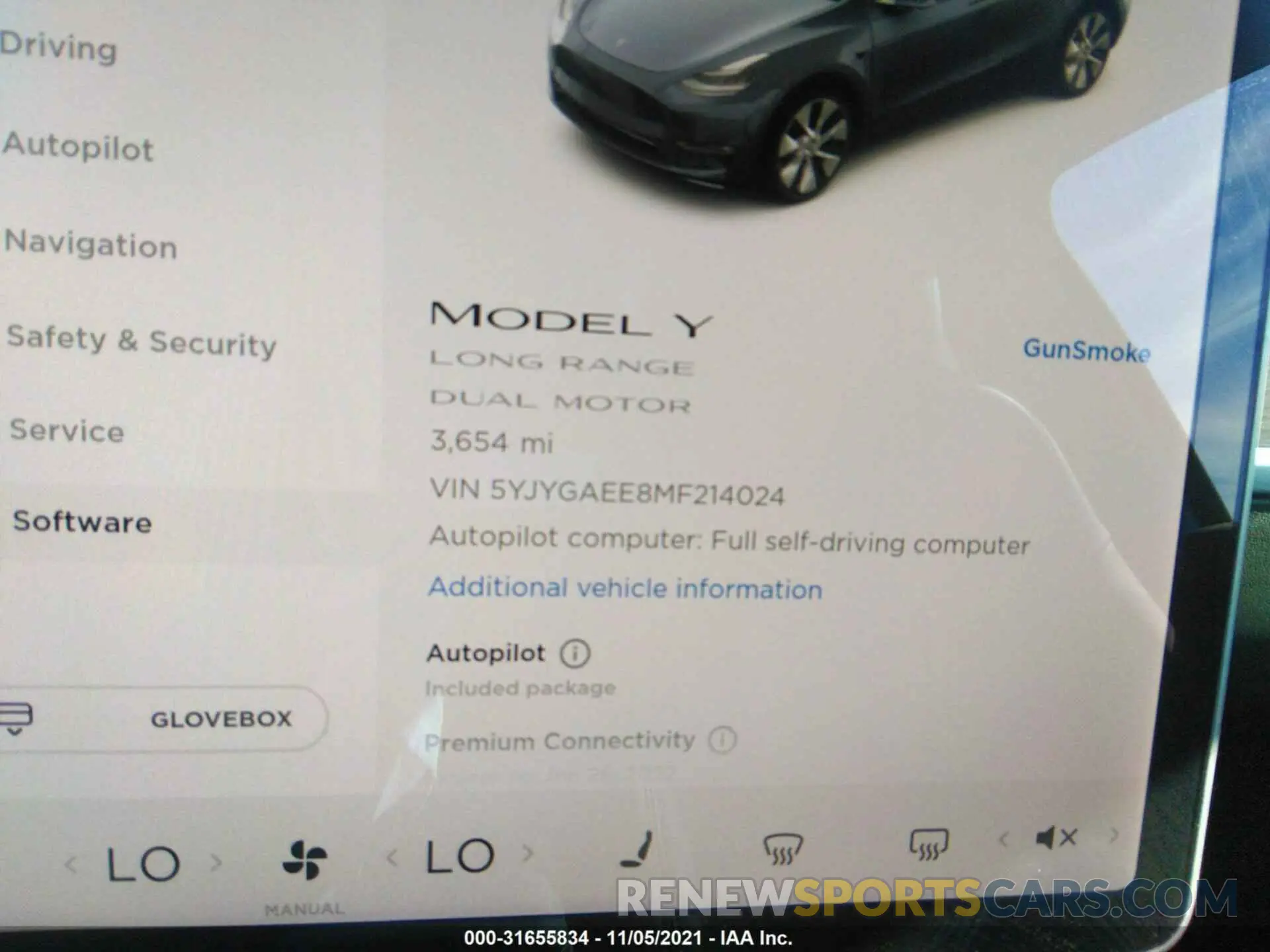 7 fotografías del automóvil dañado 5YJYGAEE8MF214024 TESLA MODEL Y 2021