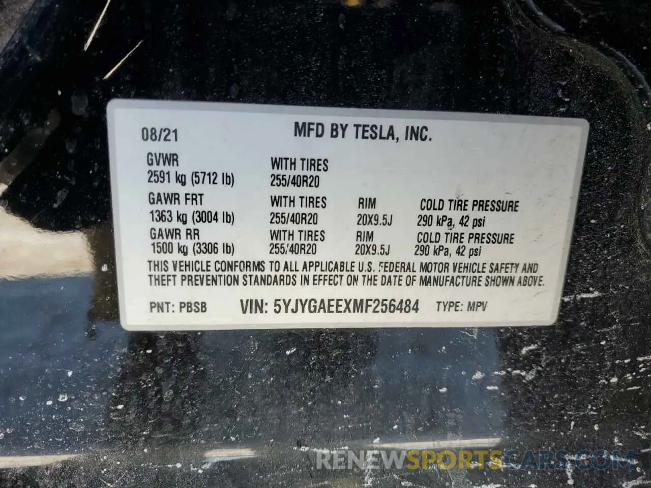 12 fotografías del automóvil dañado 5YJYGAEEXMF256484 TESLA MODEL Y 2021