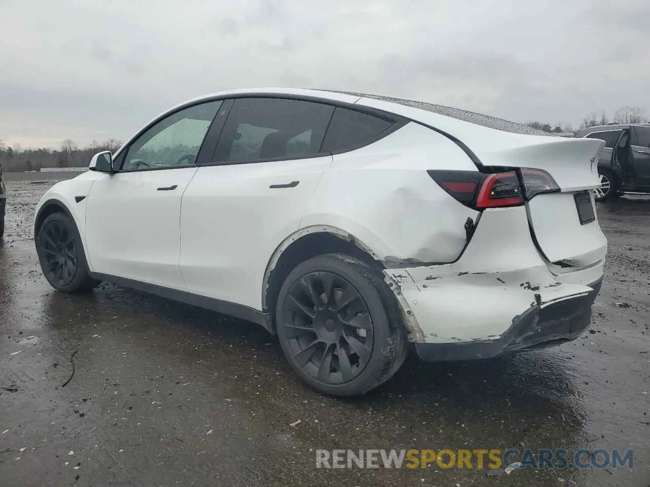2 fotografías del automóvil dañado 5YJYGDED0MF125895 TESLA MODEL Y 2021