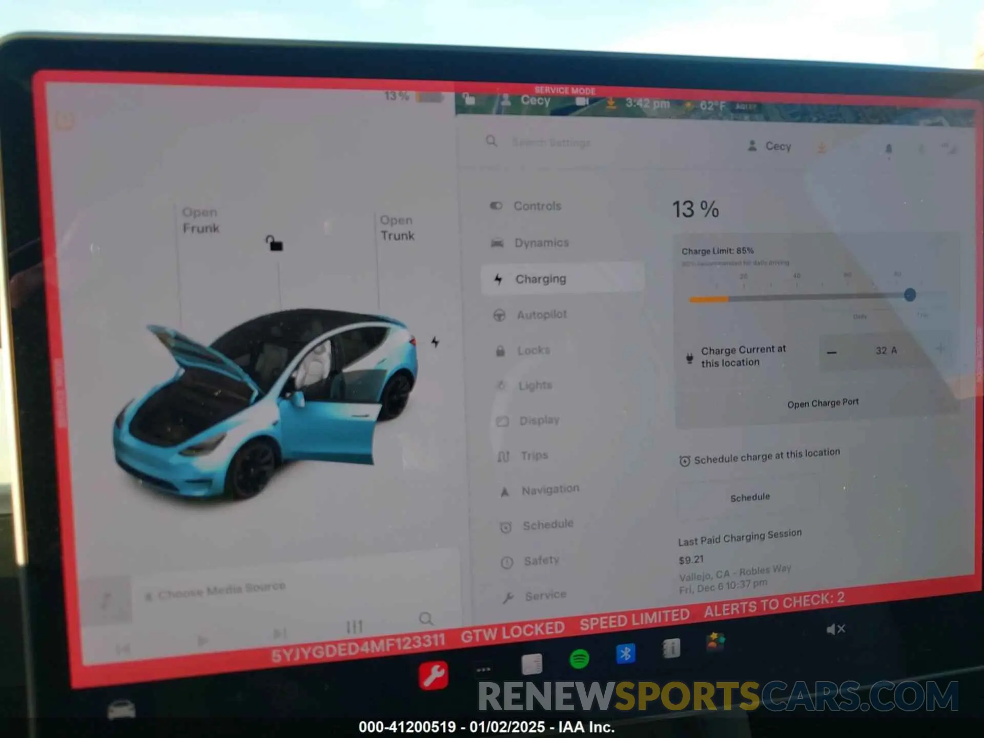 17 fotografías del automóvil dañado 5YJYGDED4MF123311 TESLA MODEL Y 2021