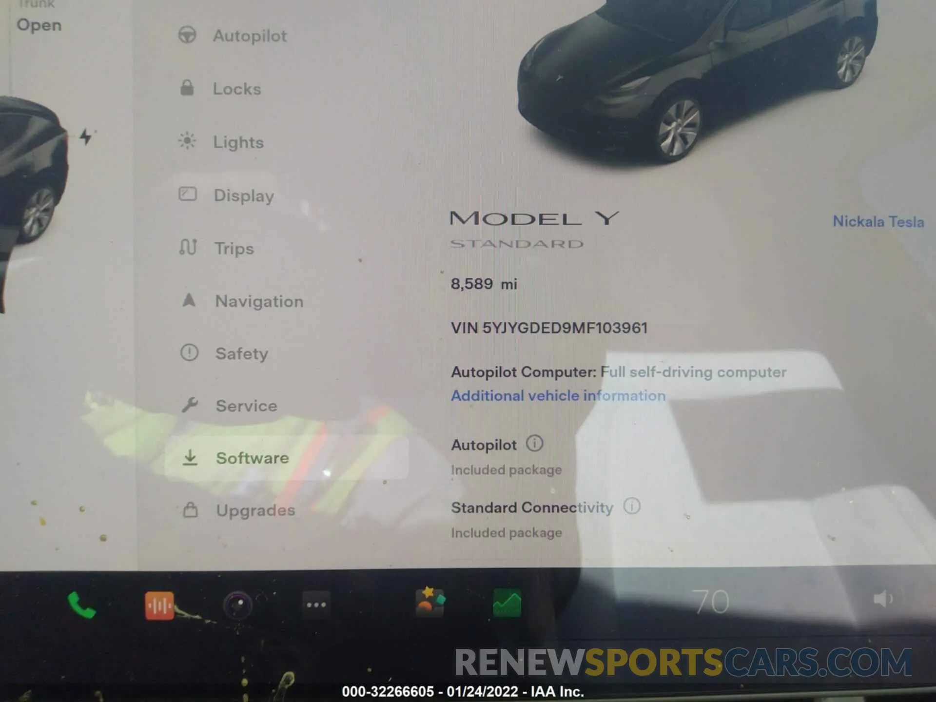 7 fotografías del automóvil dañado 5YJYGDED9MF103961 TESLA MODEL Y 2021
