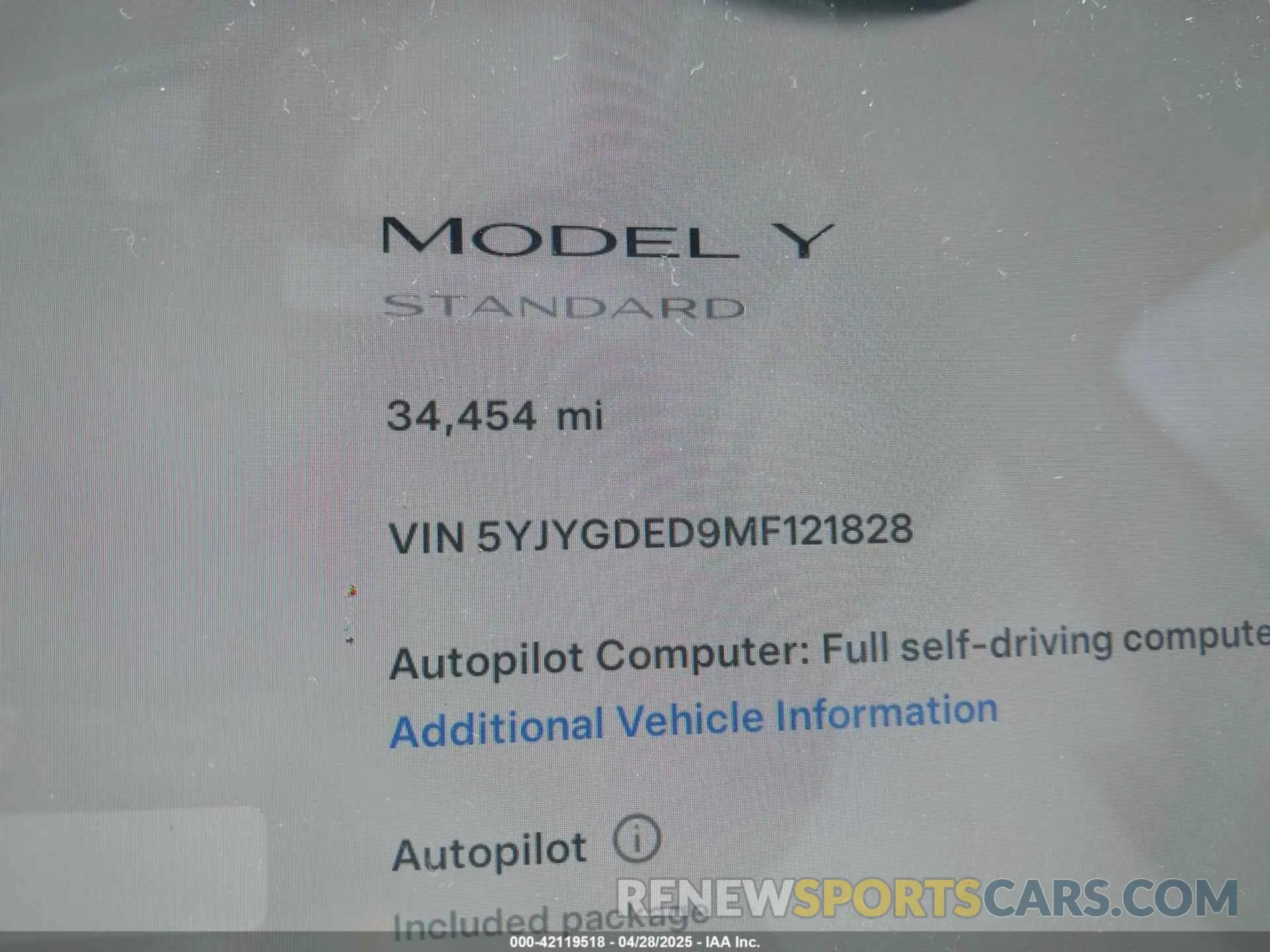14 fotografías del automóvil dañado 5YJYGDED9MF121828 TESLA MODEL Y 2021
