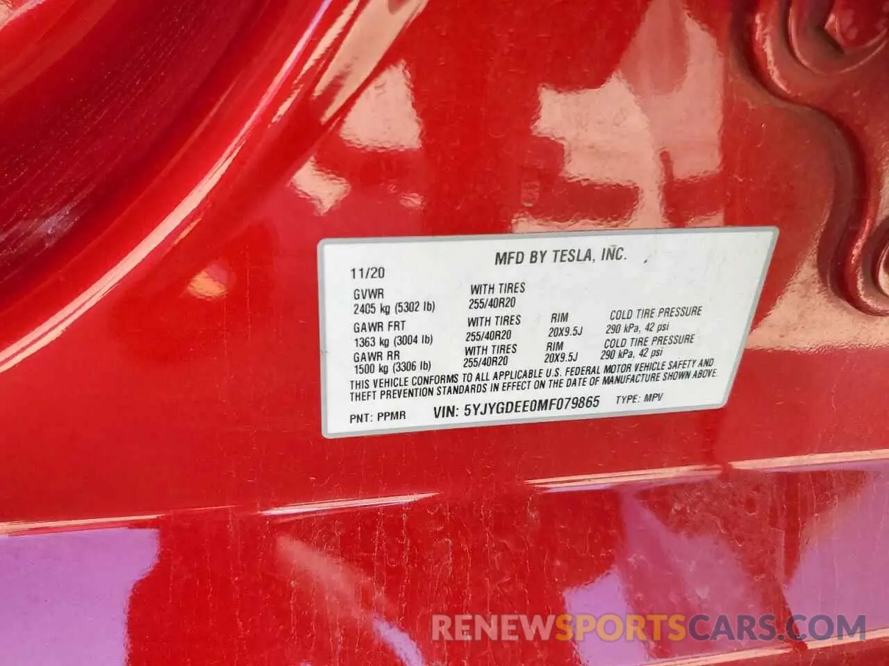 13 fotografías del automóvil dañado 5YJYGDEE0MF079865 TESLA MODEL Y 2021