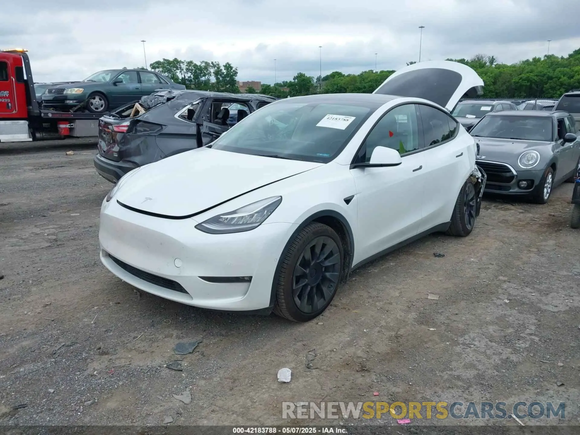 2 fotografías del automóvil dañado 5YJYGDEE0MF233524 TESLA MODEL Y 2021