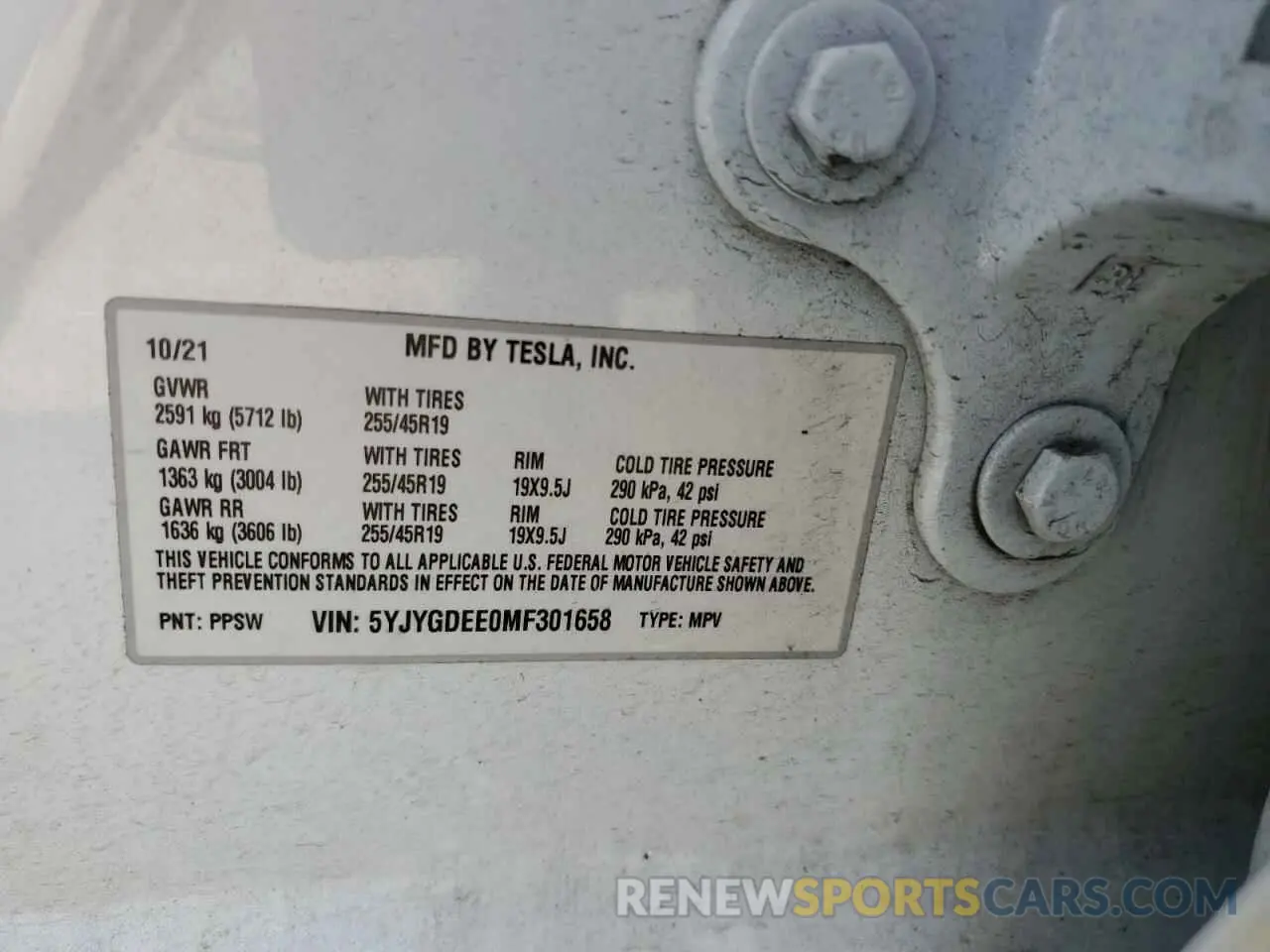 14 fotografías del automóvil dañado 5YJYGDEE0MF301658 TESLA MODEL Y 2021
