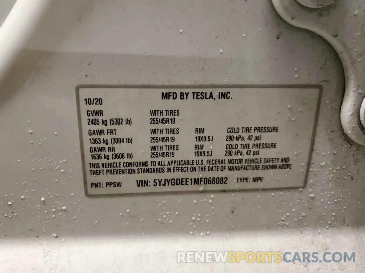 12 fotografías del automóvil dañado 5YJYGDEE1MF068082 TESLA MODEL Y 2021